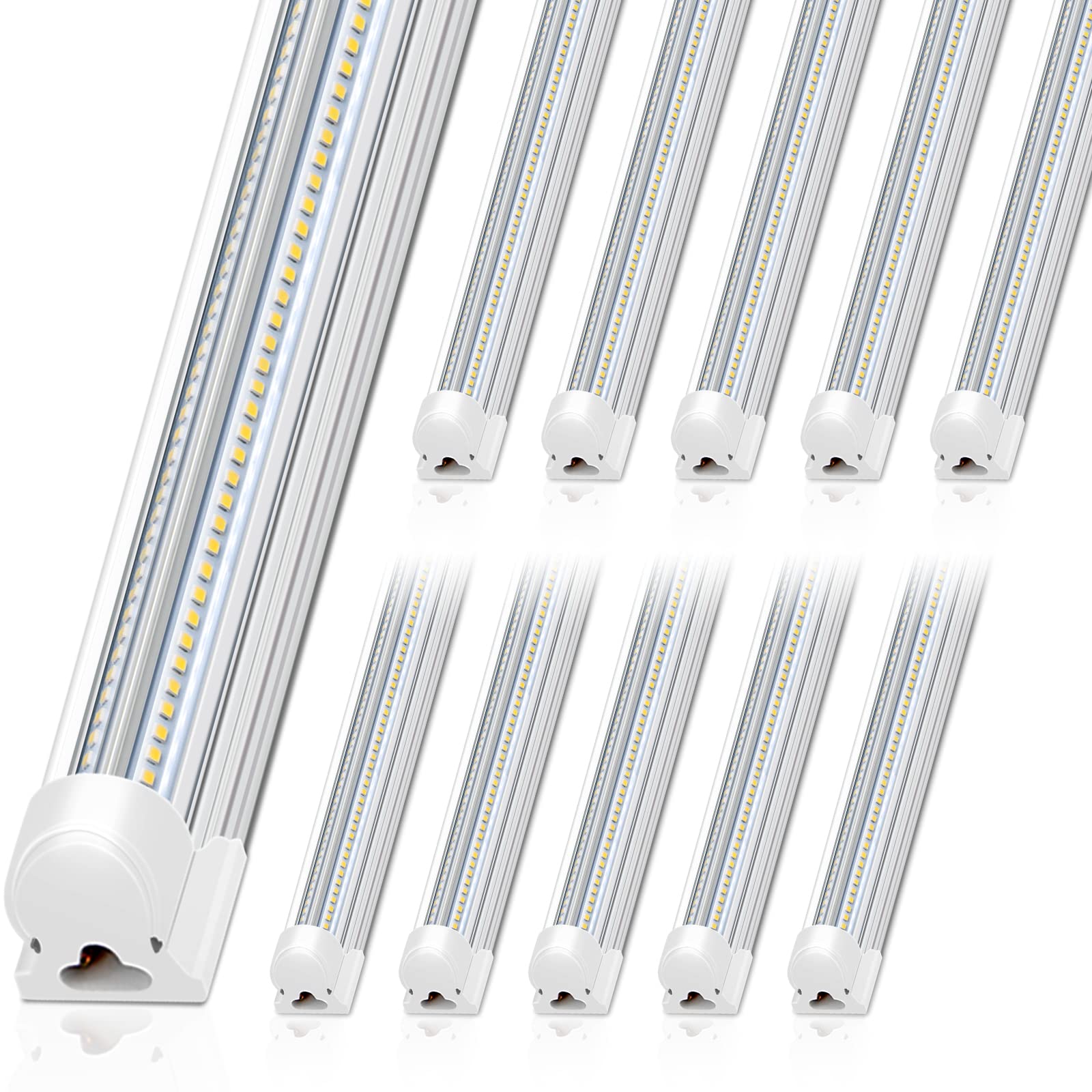 Barrina 8FT LED Shop Light, 100W 15000LM, V Shape, Aluminum, 5000K, Model INWT81002465Ac, 10 Pack