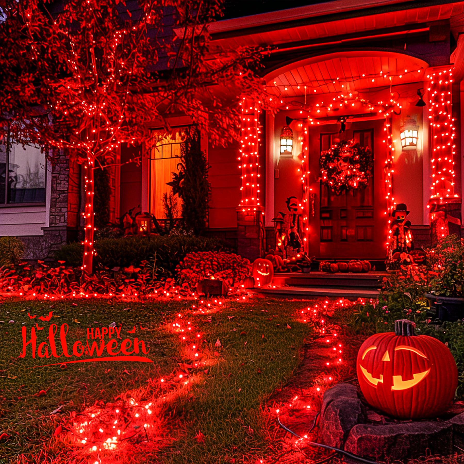 Jmexsuss 600 Led Red Solar Christmas Lights, 206.7Ft Red Christmas Lights Outdoor Waterproof, 8 Modes Red Solar Lights For Outside Patio House Tree Party Xams Christmas Decorations