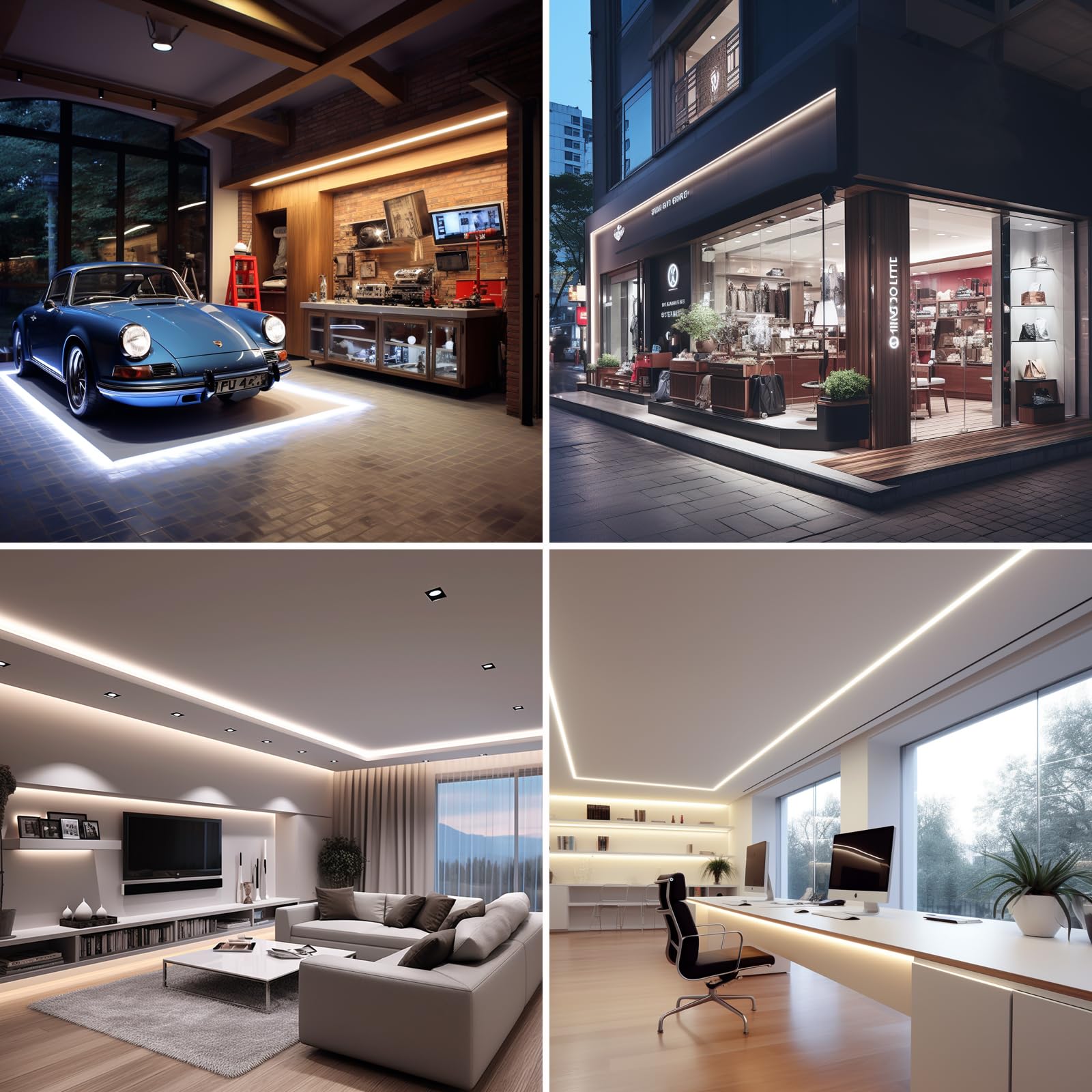 Benlun 24V Cob Led Strip Light Outdoor Waterproof 65.6Ft (2 Rolls Of 32.8Ft), 4000K Natural White 11W/M 312Leds/M Cri 93 Led Tape Light With Power Supply For Bedroom Courtyard Living Room Ceiling