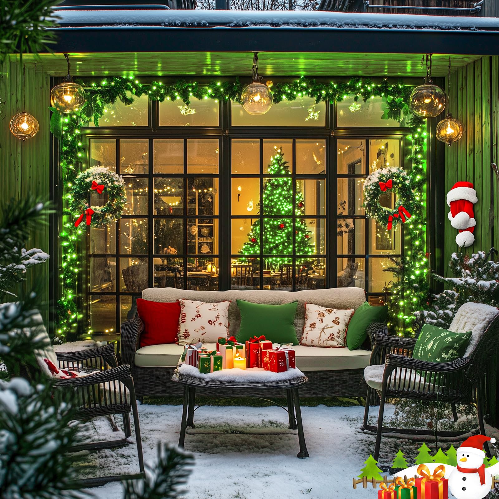 JMEXSUSS LED Christmas String Lights, 173ft, 500 Waterproof Green Lights, 8 Modes, Model EXS-S-0500, Ideal for St. Patricks Day Decoration