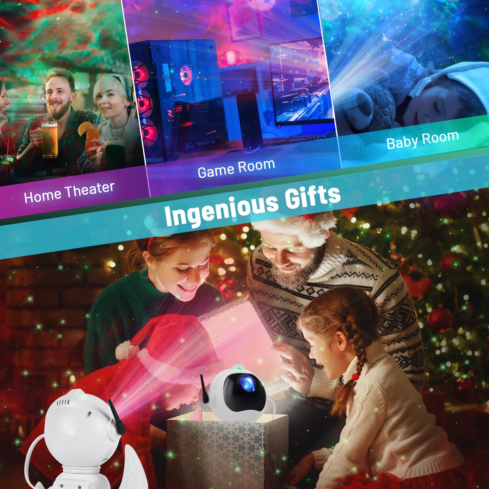 Kimhy Astronaut Galaxy Projector, 2 In 1 Galaxy Projector For Bedroom Decor With Moon Lamp, Star Projector Galaxy Light With 8 C