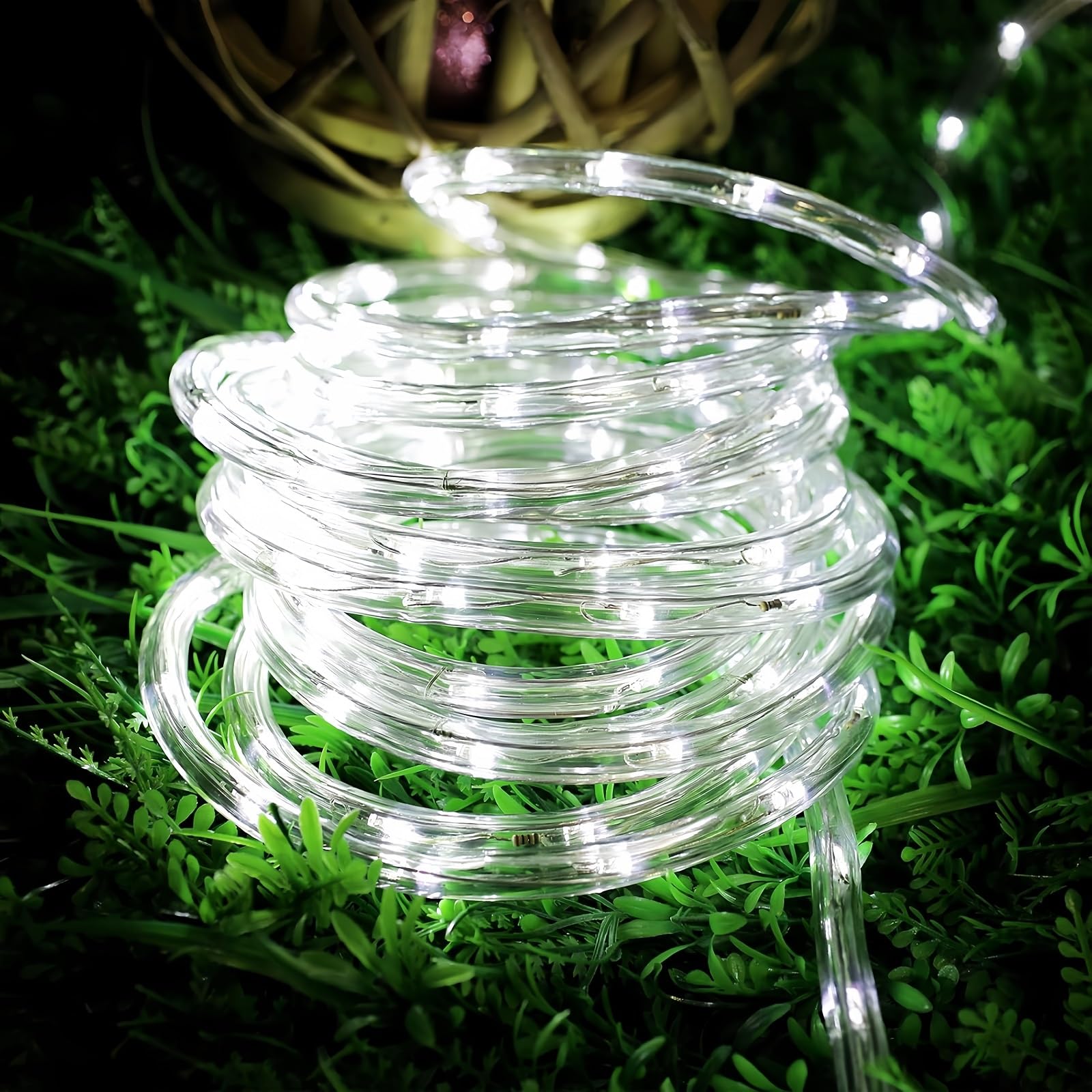 Lighting Ever 33Ft 240 Led Outdoor Rope Lights Cool White 6000K, 24 V Connectable, Waterproof Clear Tube String Lights For Deck Railing, Patio Ground, Garden, Yard Lawn, Flower Bed Landscape, Camping