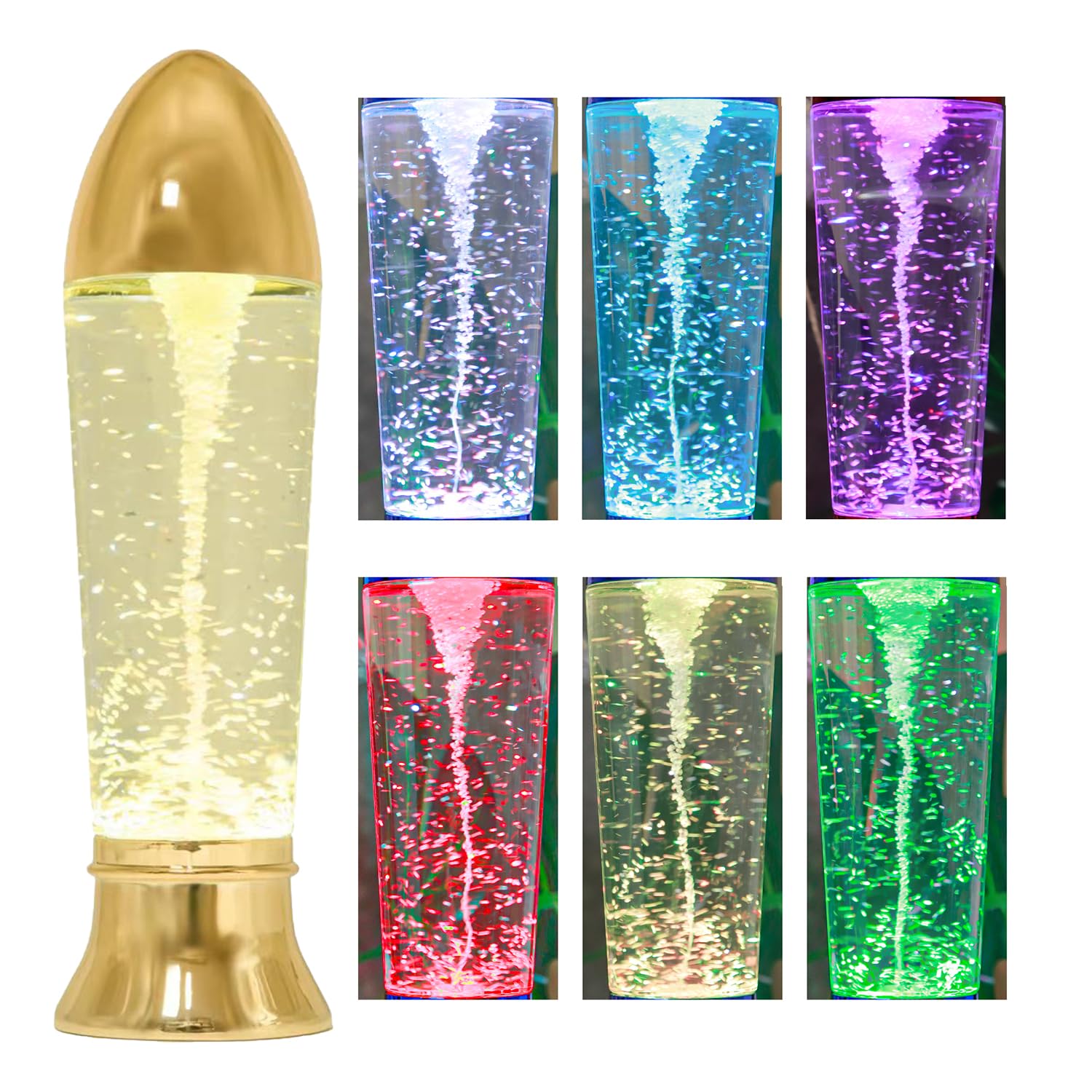YAKii Tornado Lamp 10.5" LED Color Changing Science Toy - Gold, Battery/USB Operated, Perfect for Christmas Decoration