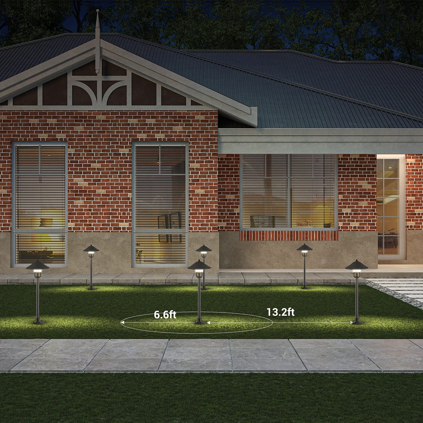 EDISHINE Low Voltage Landscape Lighting 3W LED Pathway Lights, 150 LM, 3000K, Waterproof Aluminum, Black, Model HGSL06A