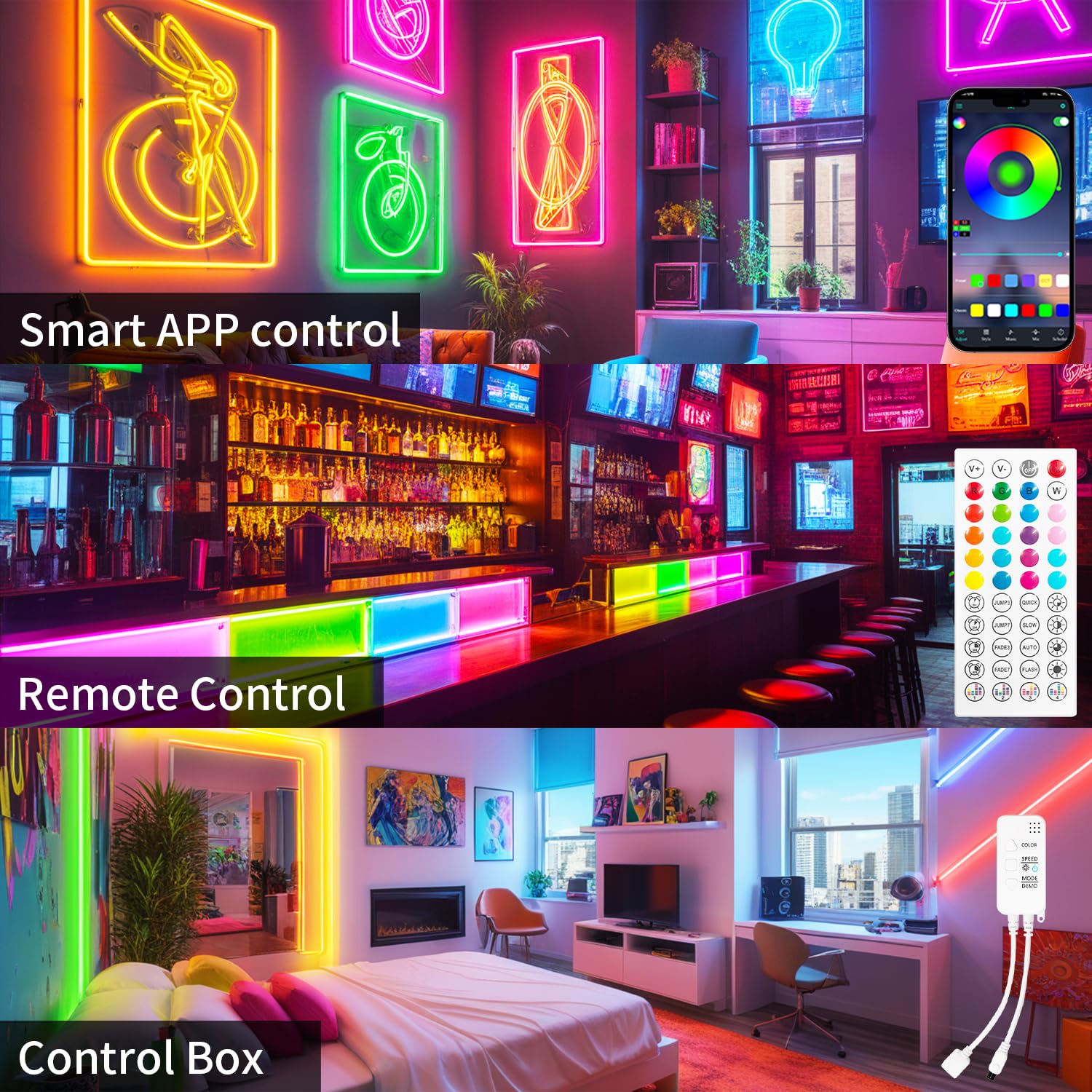 iNextStation RGB Neon LED Strip Lights, 32.8FT, 24V Waterproof, Music Sync, App & Remote Control