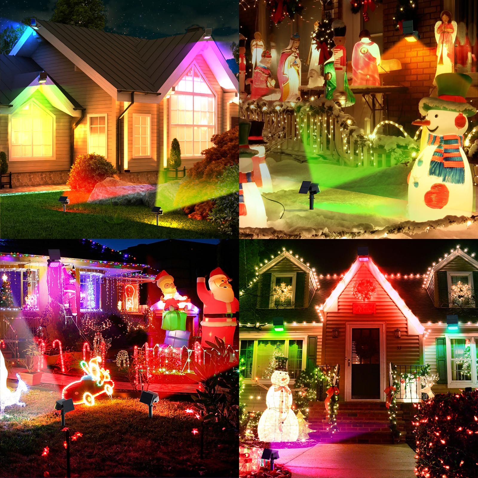 Minpea Solar Color Changing Spot Lights Outdoor, [9 Modes/8 Pack] Solar Christmas Lights Outdoor Waterproof Ip65, Multicolor Sol