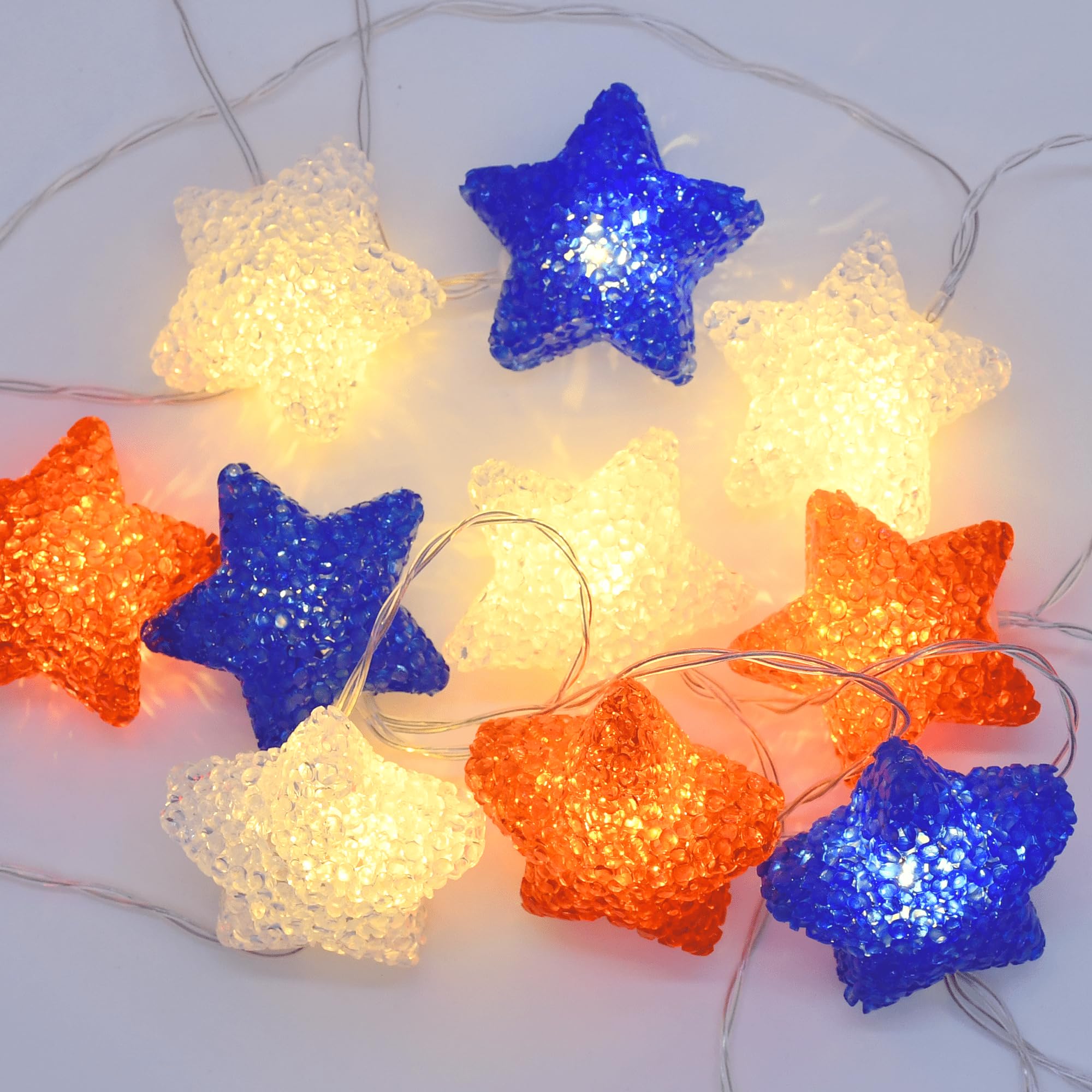 Yolight 4Th Of July Decorations, Red White Blue Lights Star String Lights Battery Operated 6.5Ft 10 Led Patriotic Fairy Lights With Timer For Independence Day Memorial Day Decor, Indoor & Outdoor
