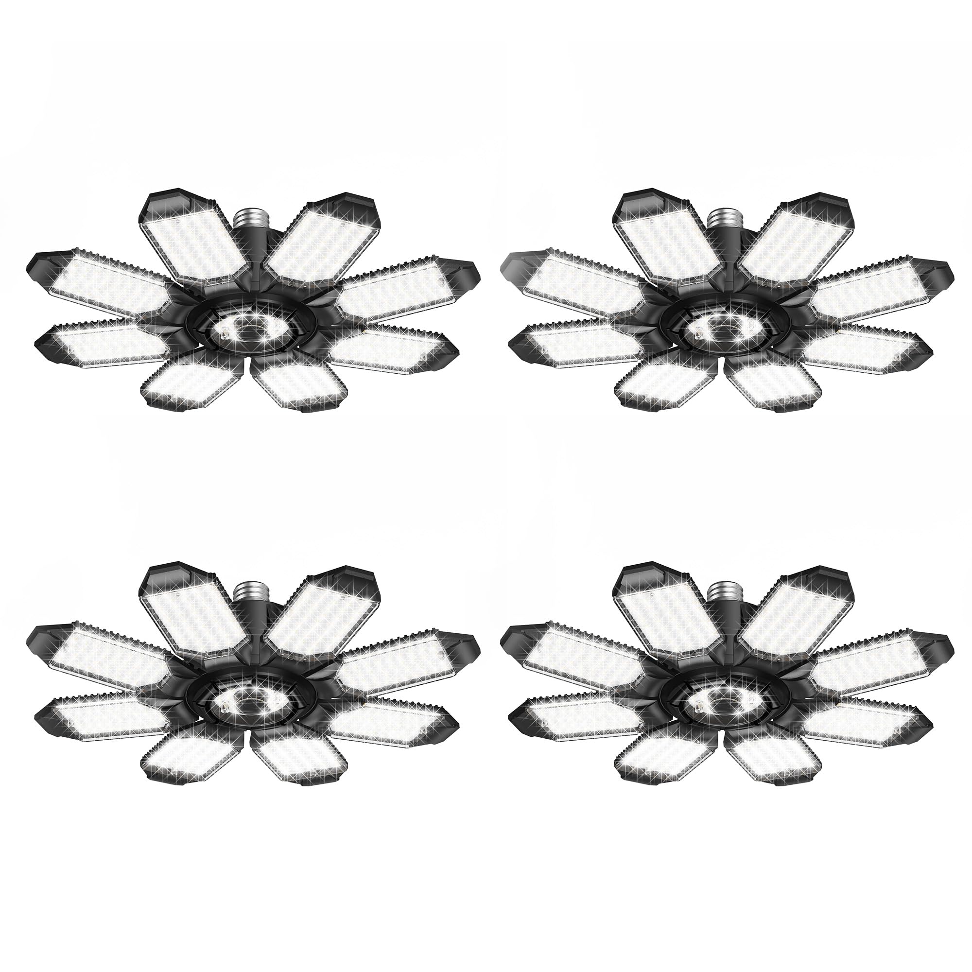 LED Garage Lights - 250W Garage Lights Ceiling LED with 8 Adjustable Panels, 25000LM Deformable LED Shop Light for Garage, Basem