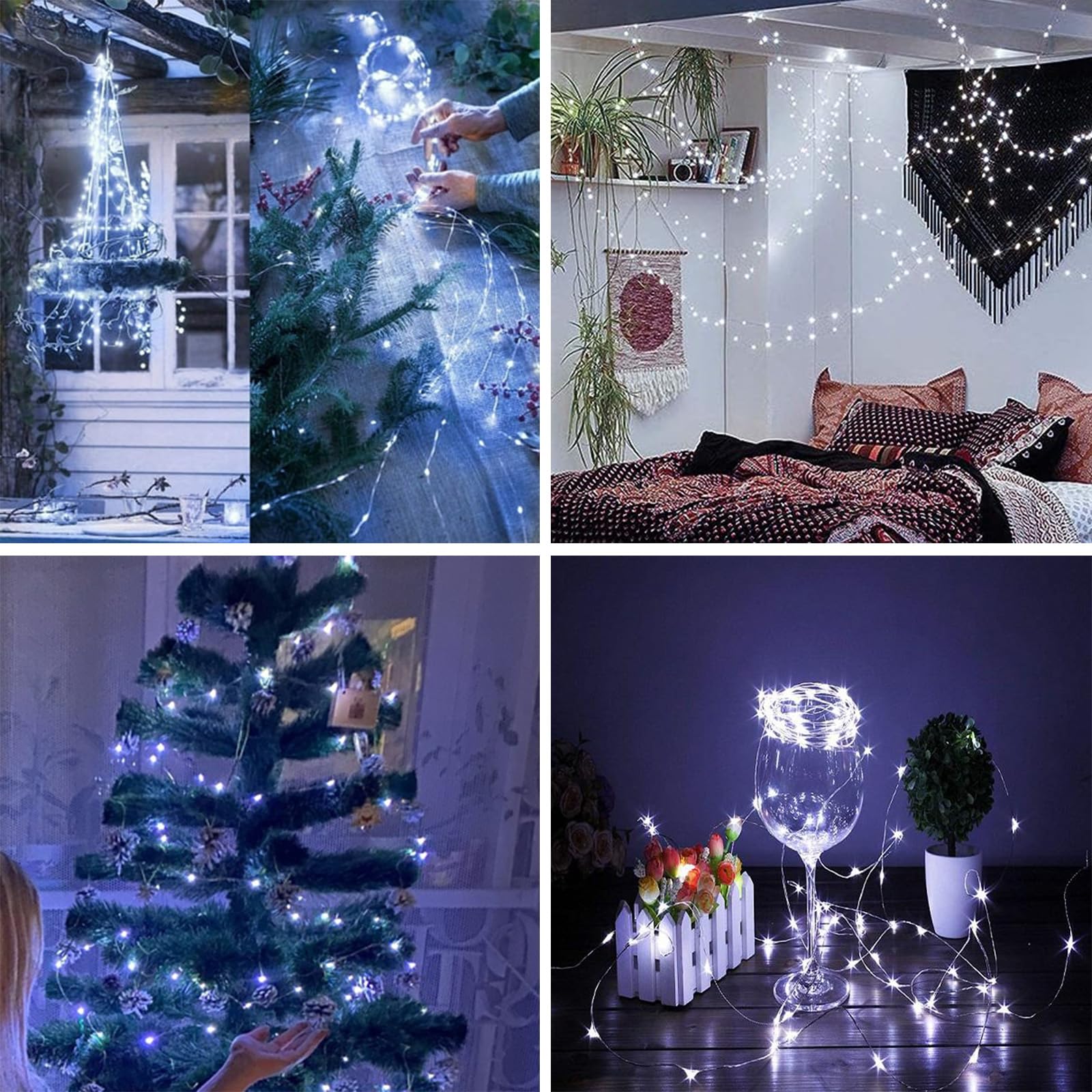 YIQU 3 Pack Fairy Lights, 26 FT 80 LED, Battery Operated with Remote Control Timer, Cool White, Model silver80-3pk