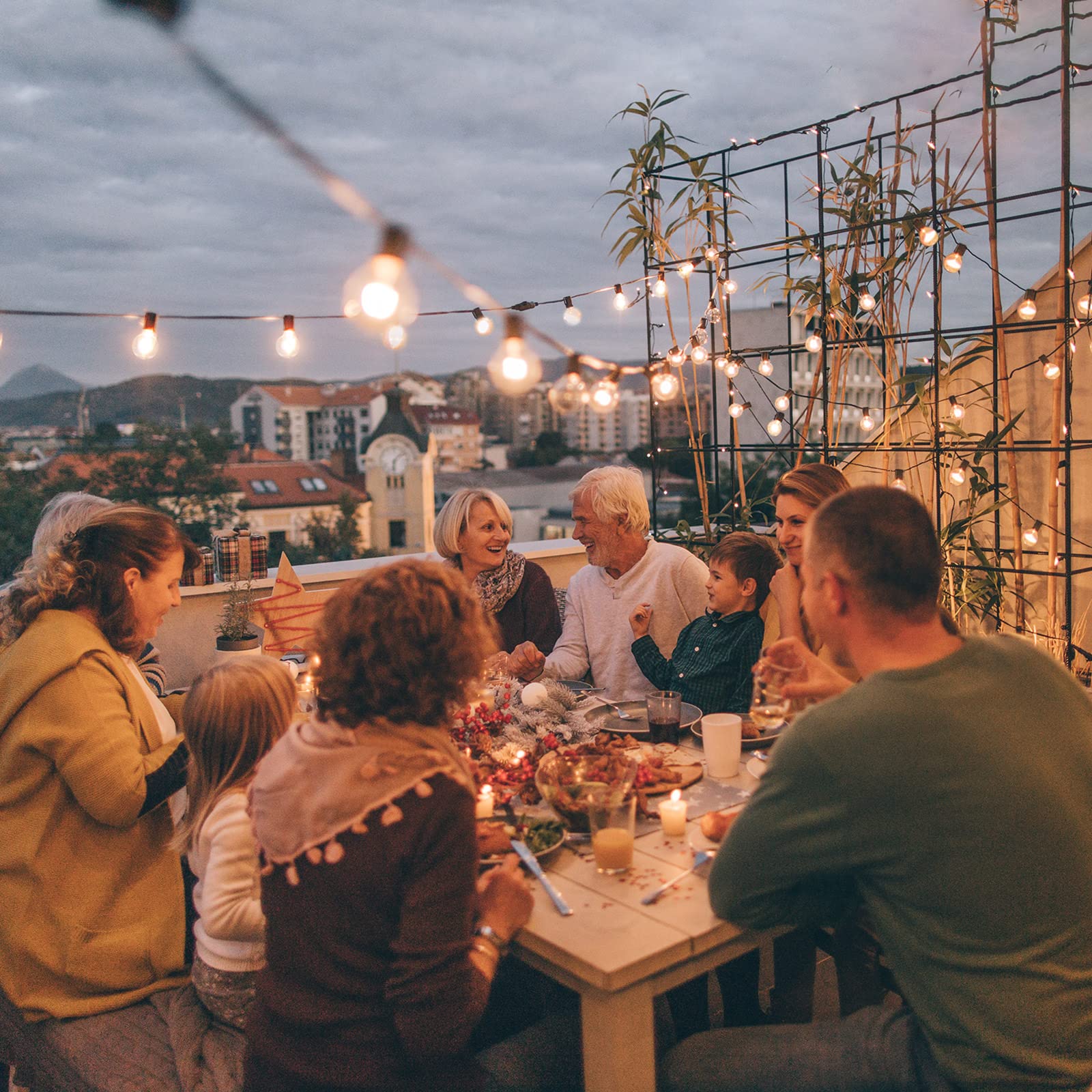 Mlambert 200Ft(4X50Ft) Outdoor String Lights, G40 Globe Patio Lights Connectable With 100+6 Waterproof Led Bulbs For Backyard Ga