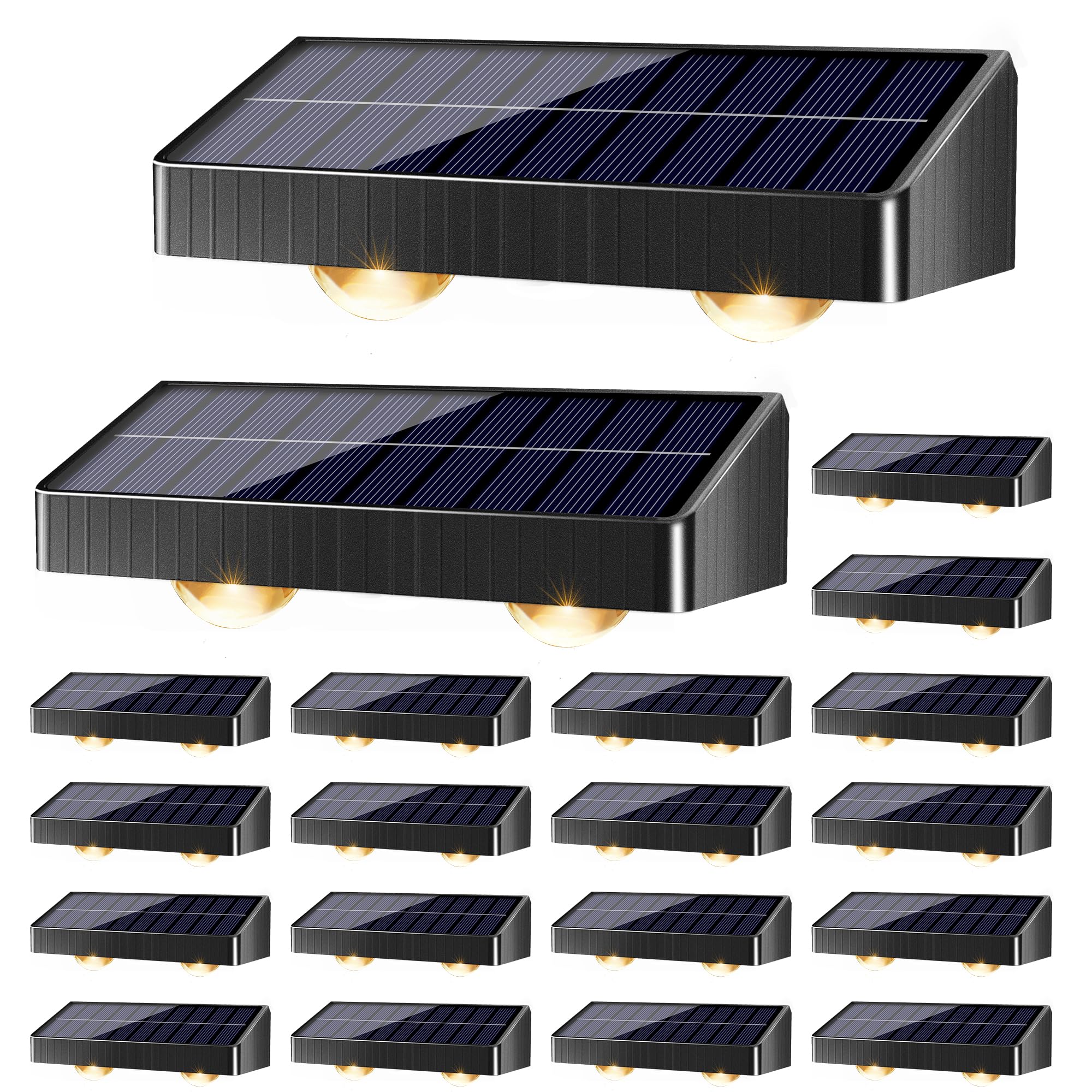 Brizled Solar Fence Lights 20 Pack, IP65 Waterproof, 3 Colors, 6 Modes, Outdoor Wall Light for Garden, Patio, Deck, Poolside