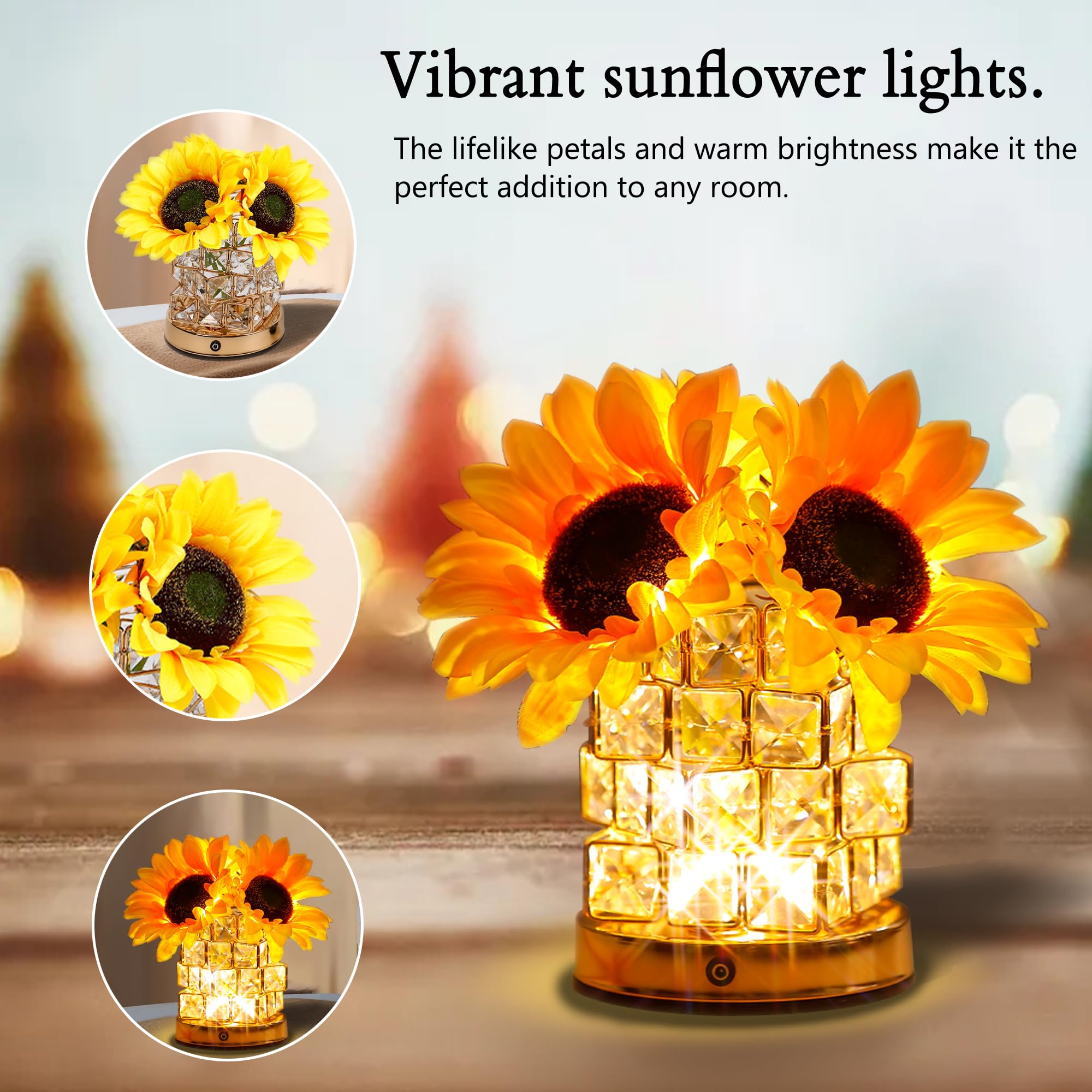 Hibeauti Sunflower Crystal Led Lamp Gifts For Womens, For Womens Daughter Teacher Mom Wife Friends Her Mothers Day Valentines Ch