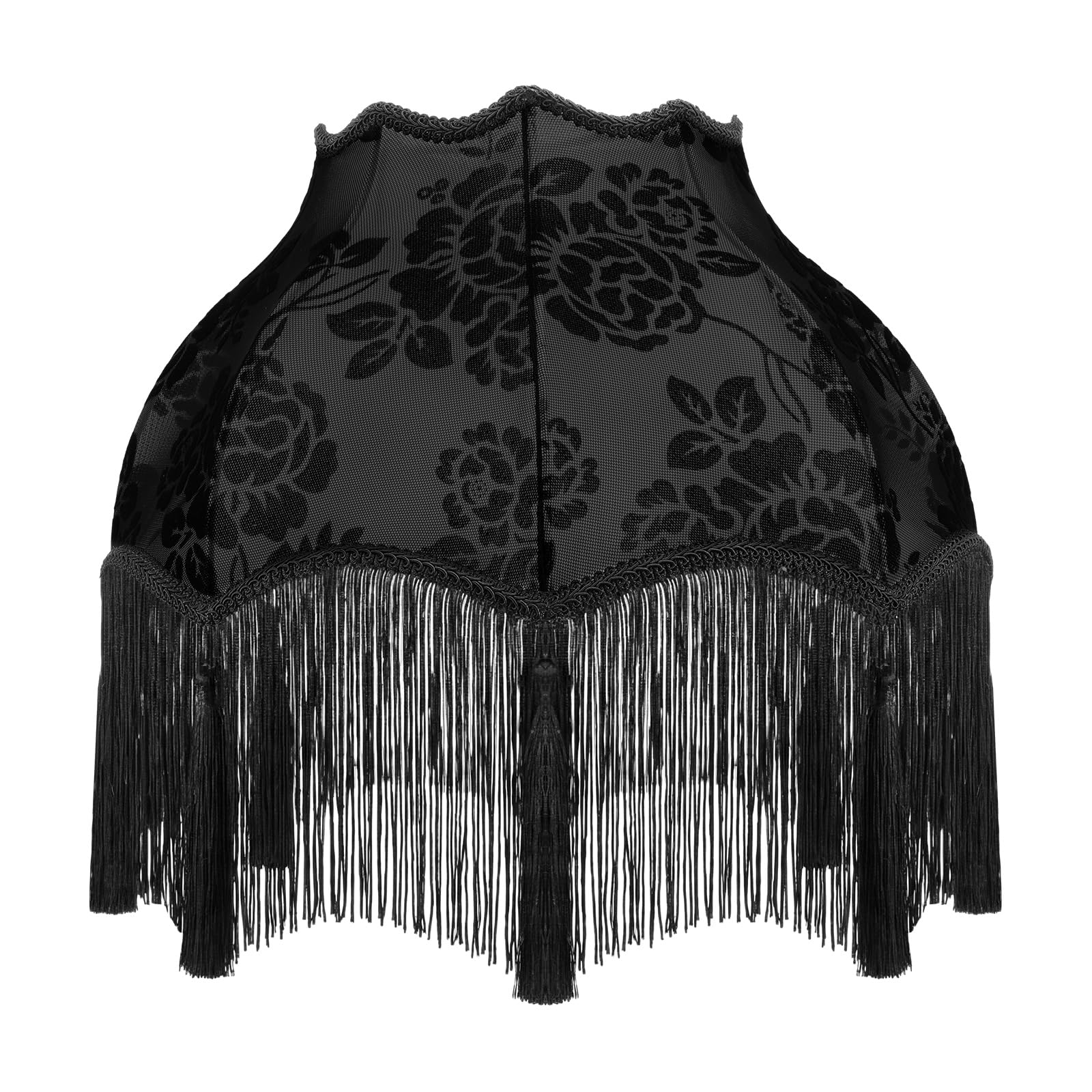 VIHOSE Victorian Scallop Lamp Shade Vintage Large 7.5 Top x 15.8 Bottom x 15 High Replacement Lamp Shade with Tassels and Fringe
