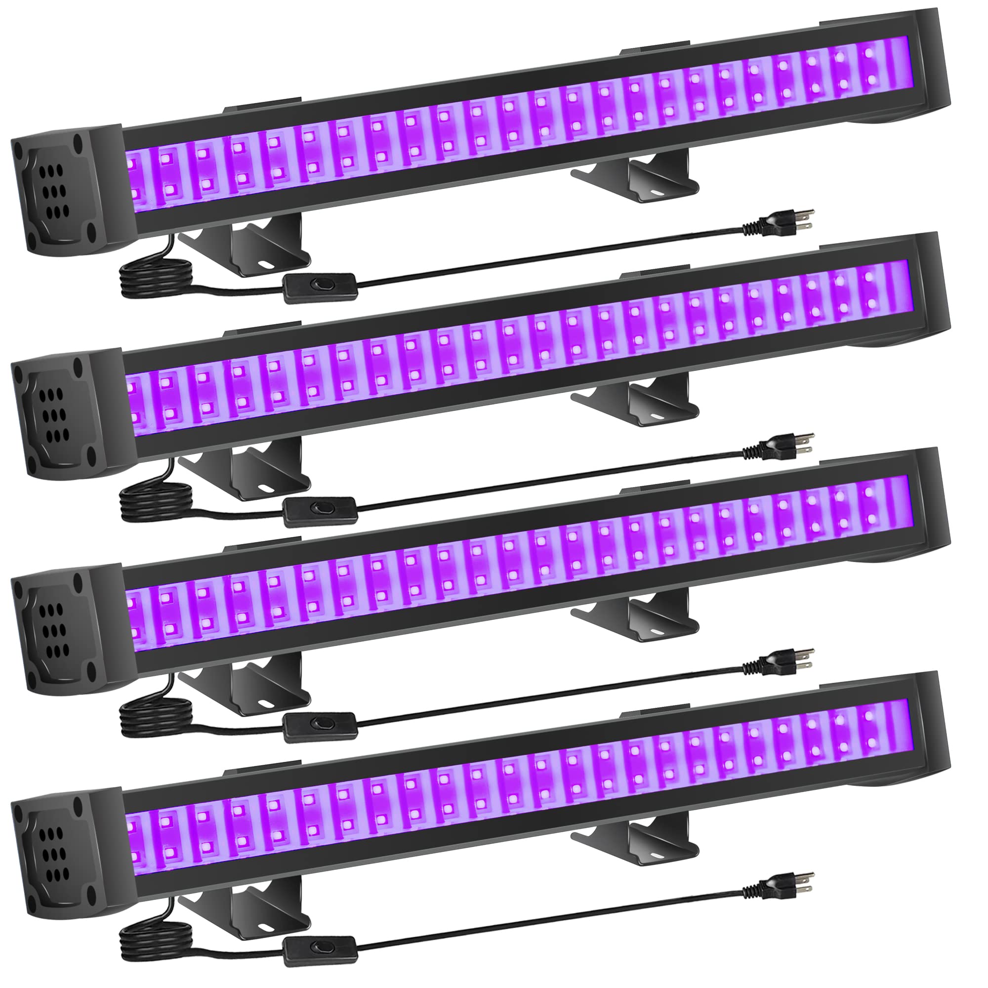4-Pack LED Black Light Bar  Blacklight Bar with IP65 Waterproof  Glow-in-The-Dark Party Lights for Indoor/Outdoor Stage Lighting  Halloween  and Body Discomfortt