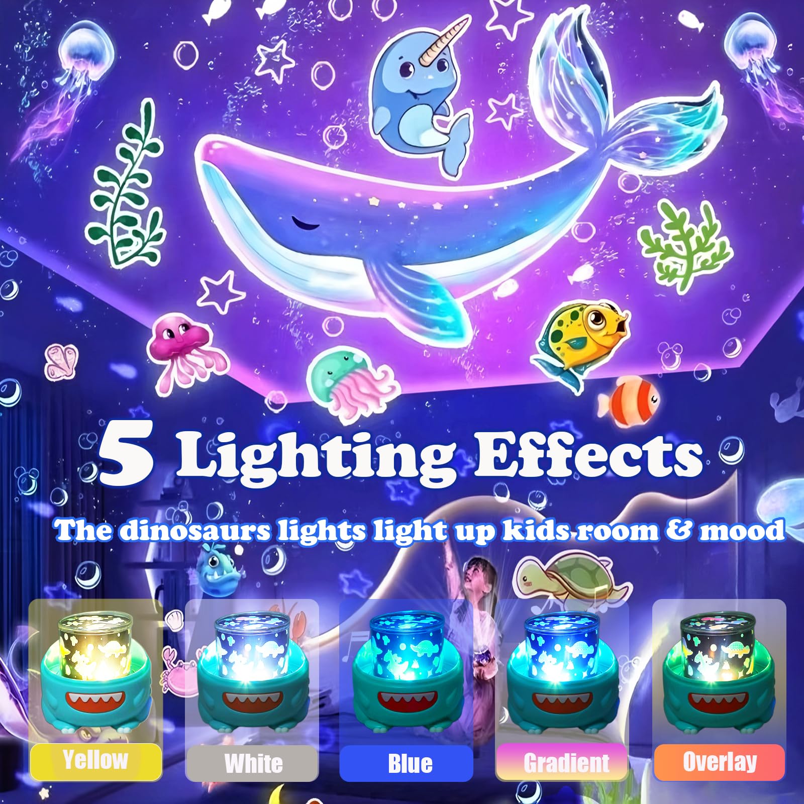 Dinosaur Night Light Projector,135 Effects 27 Films Night Light Projector for Kids,Star Projector with 360Rotation,Dinosaur Toys