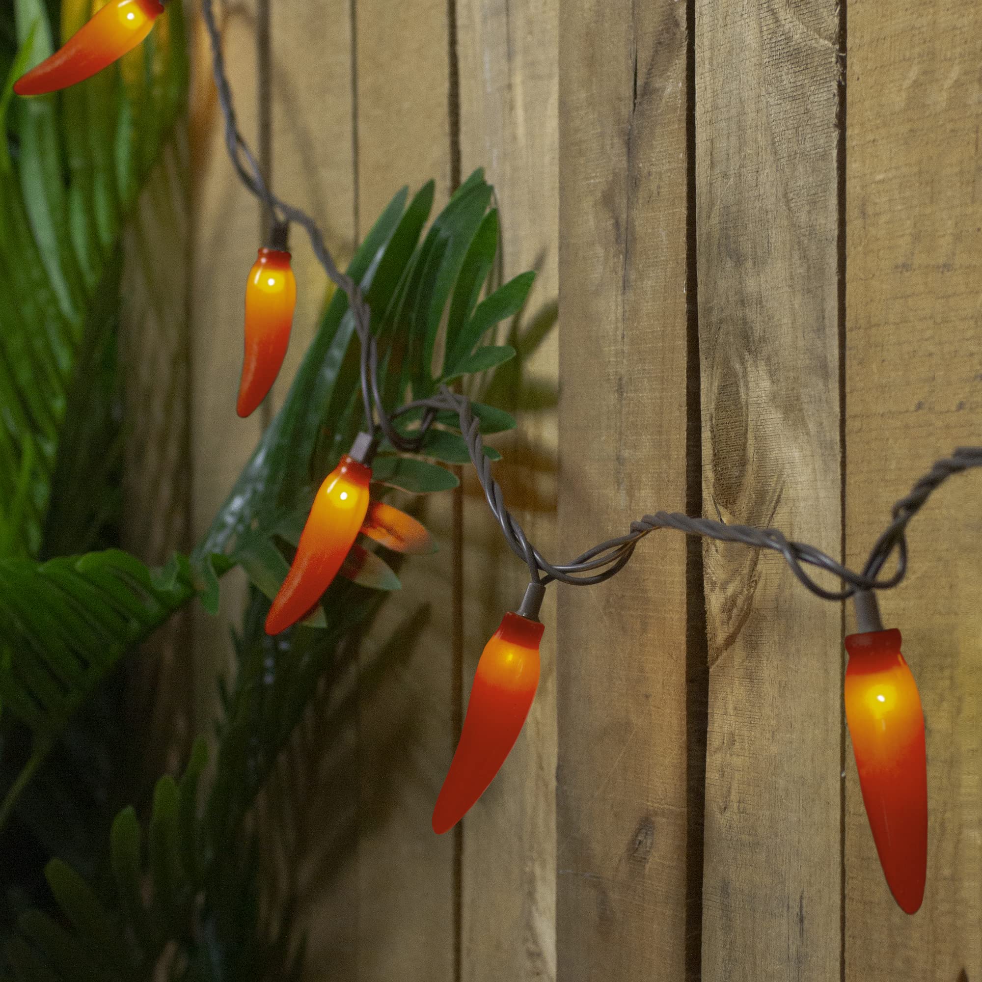 Northlight 35-Count Orange Chili Pepper Patio String Light Set, 22.5ft, Brown Wire, Plastic, Outdoor Decor