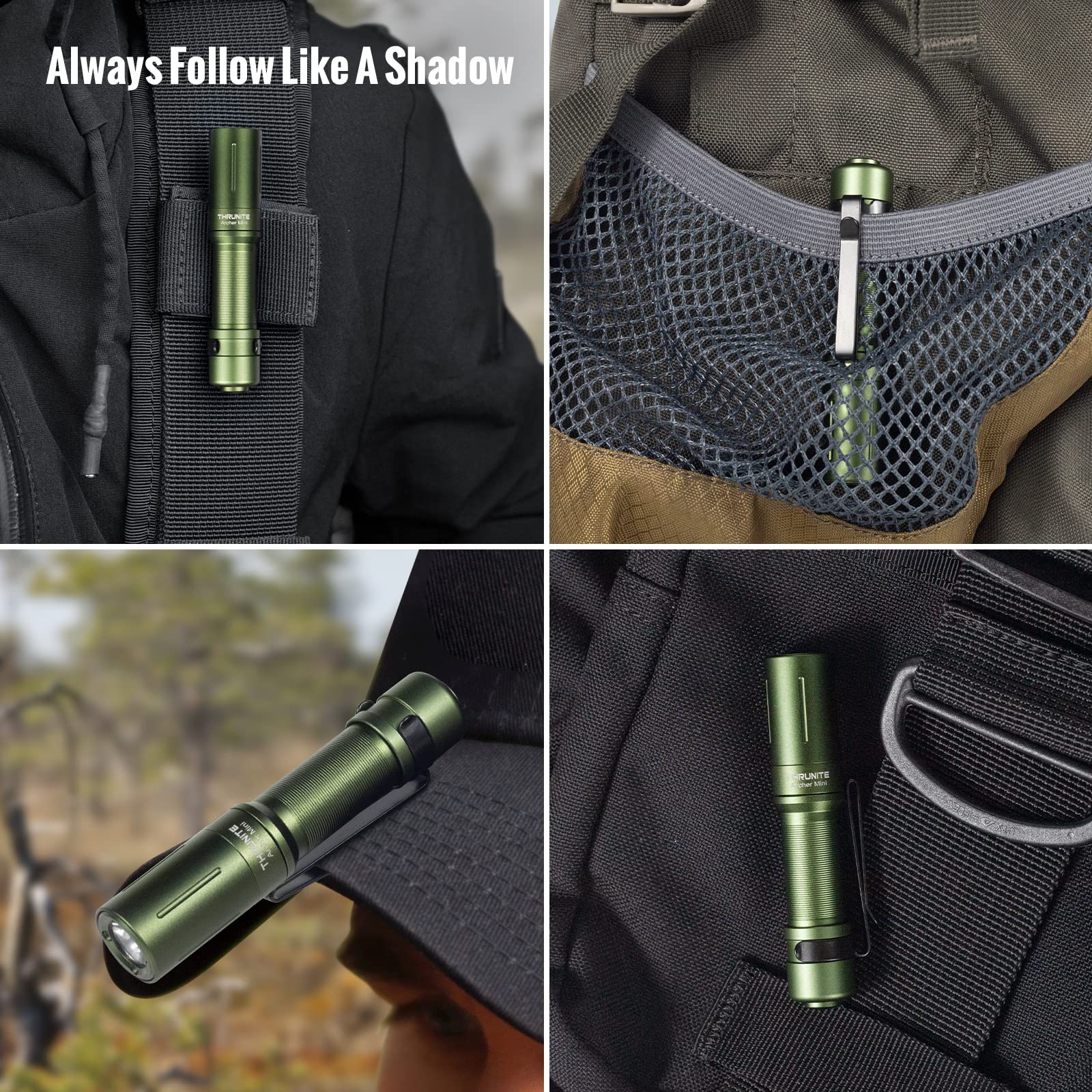 ThruNite Archer Mini EDC Flashlight - 405 Lumens, USB C Rechargeable, Pocket Size, Dark Green Cool White