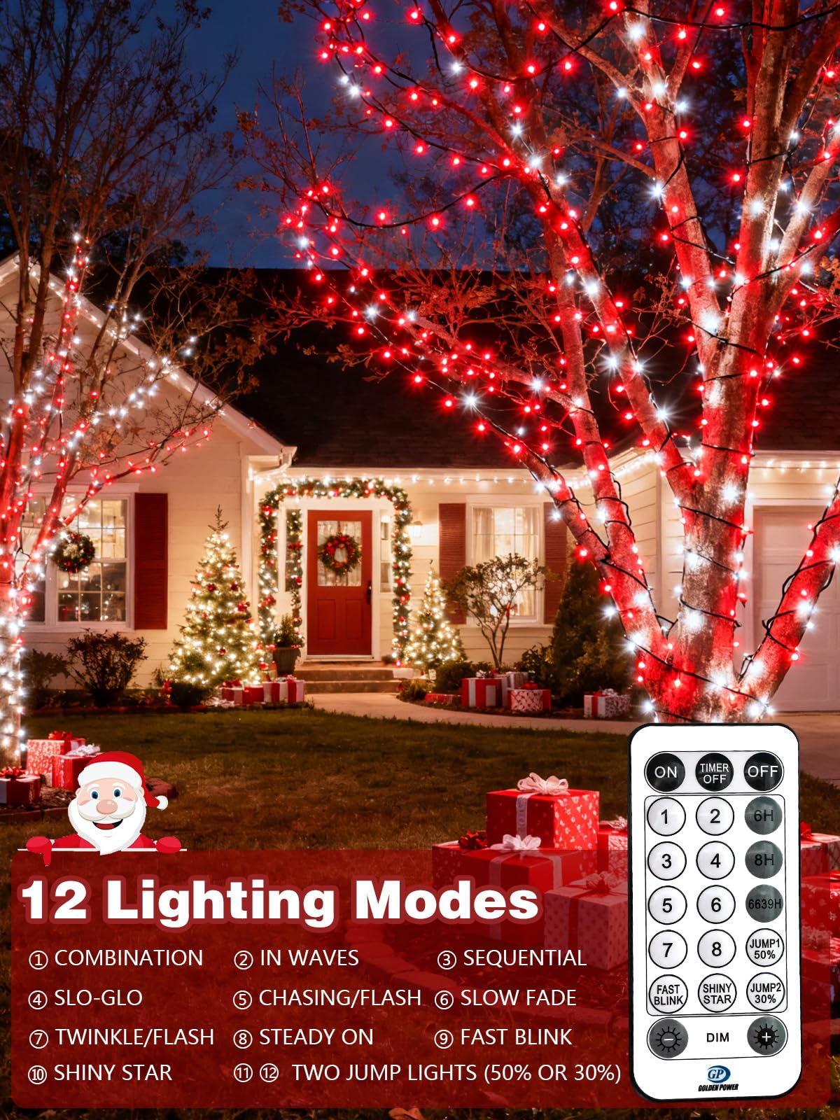 Voice Controlled Christmas Lights With Remote  99 Ft 300 Led String Lights Indoor Outdoor With 12 Modes 3 Timers  Dimmable Twinkle Light Plug In Waterproof For Xmas Tree Party Decor  Red And White