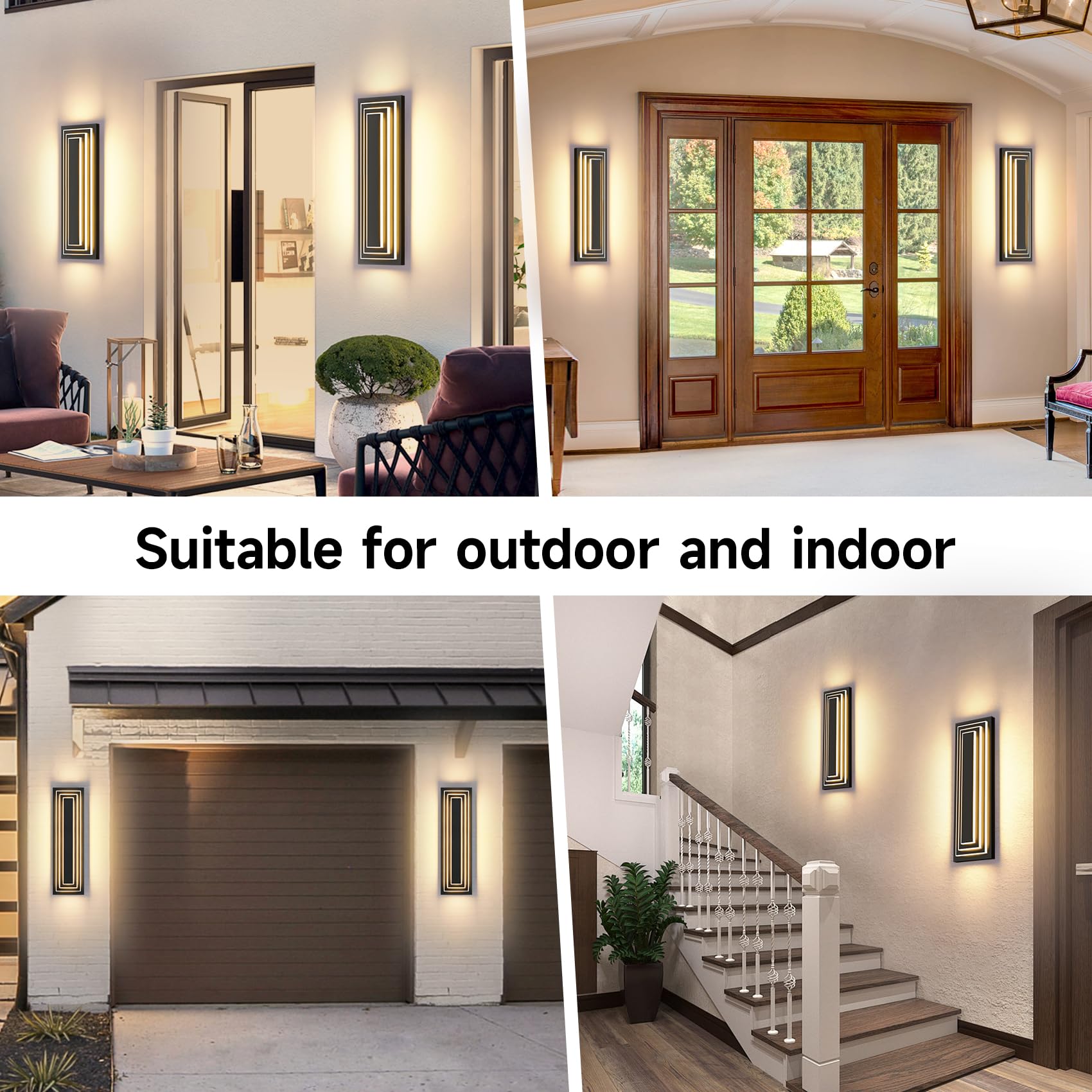 ZSMAIKU 23.6" Modern LED Outdoor Wall Sconce, Matte Black, 3-Tier Design, Waterproof, Model MK-108-600WHH-3C-1