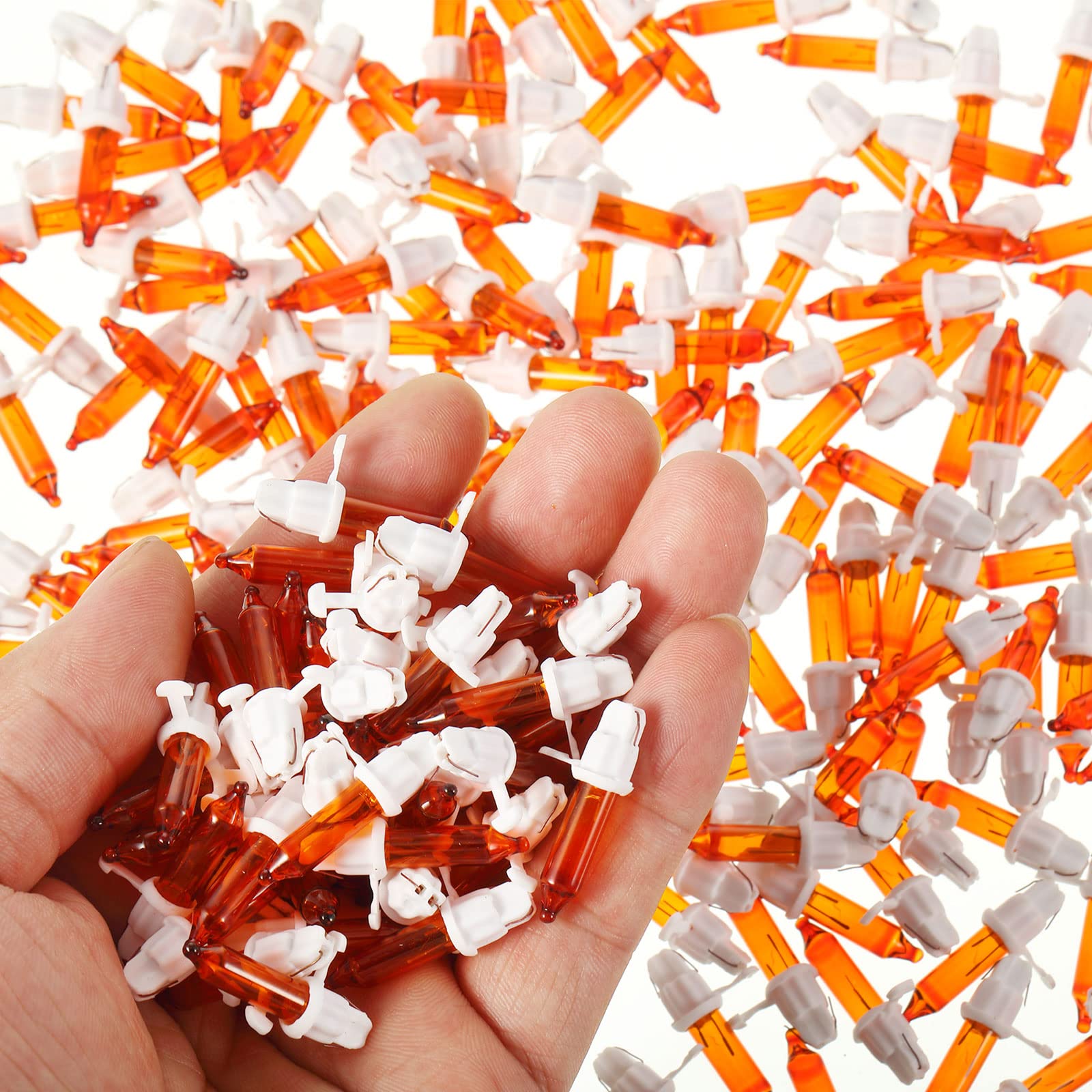 100 Count 2.5V Christmas 50/100/150/200 Count Mini Incandescent Wire String Lights Replacement Bulbs Indoor/Outdoor Christmas Lights Decorations For Home Xmas Tree (White Base With Orange Bulb)