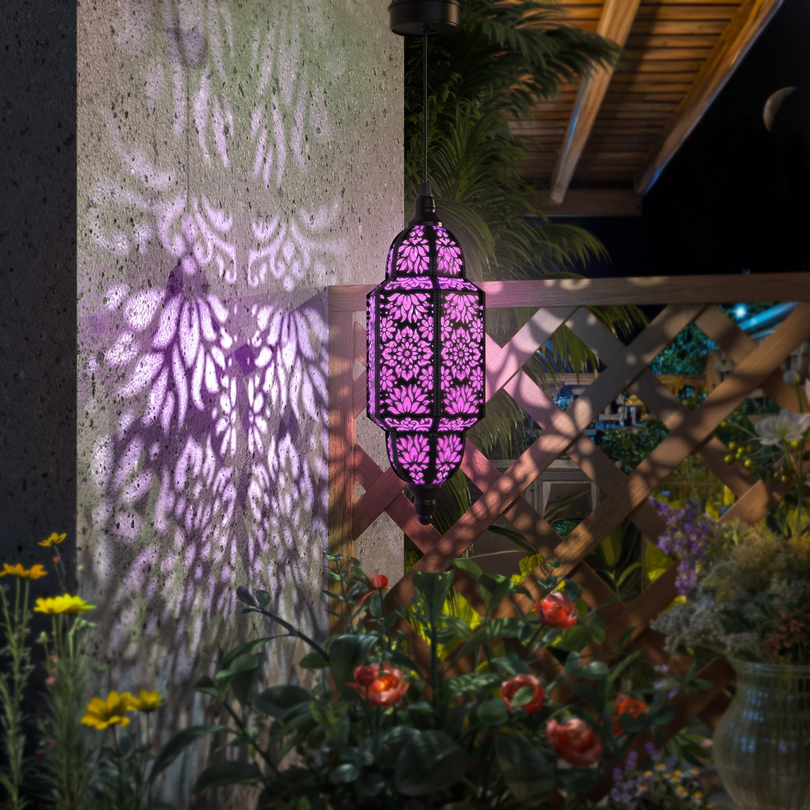 Twinkya Hanging Solar Lights Outdoor Garden Decorative Solar Lantern Waterproof Metal Moroccan Outdoor Decorations For Patio Pat