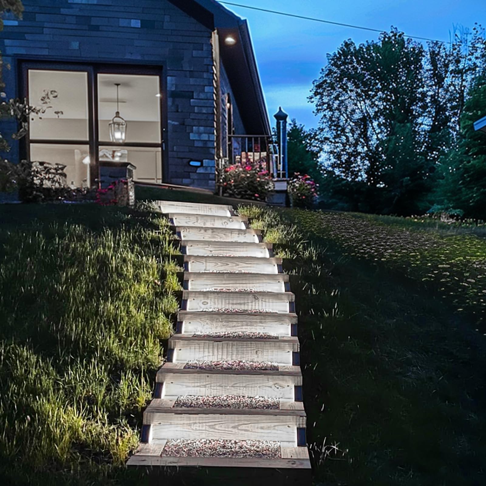 JOFIOS Solar Step Lights, 16 Pack Outdoor Waterproof IP67, Cool White, Model 61190, for Staircase and Patio