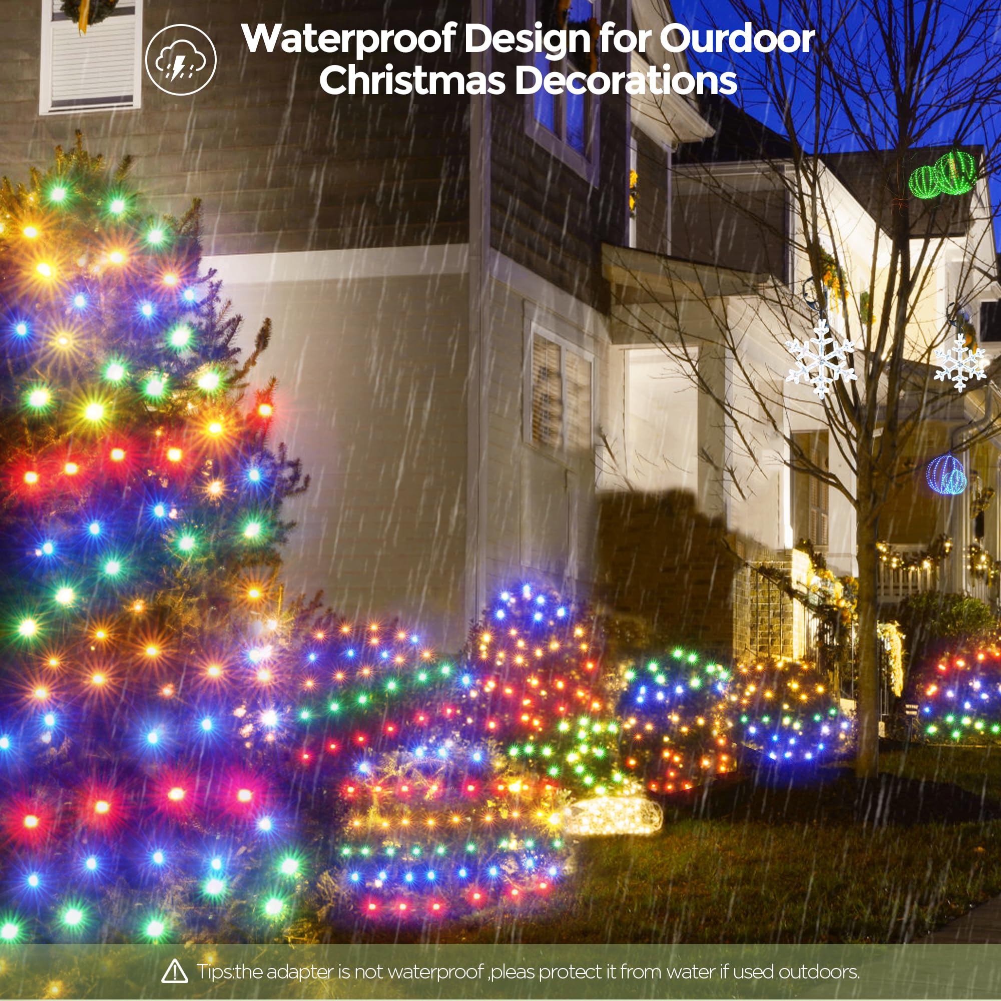 WBao Christmas Net Lights, 360LED, Waterproof, 8 Modes, 11.5ft x 6.9ft, Multicolor, Model EDK-290060