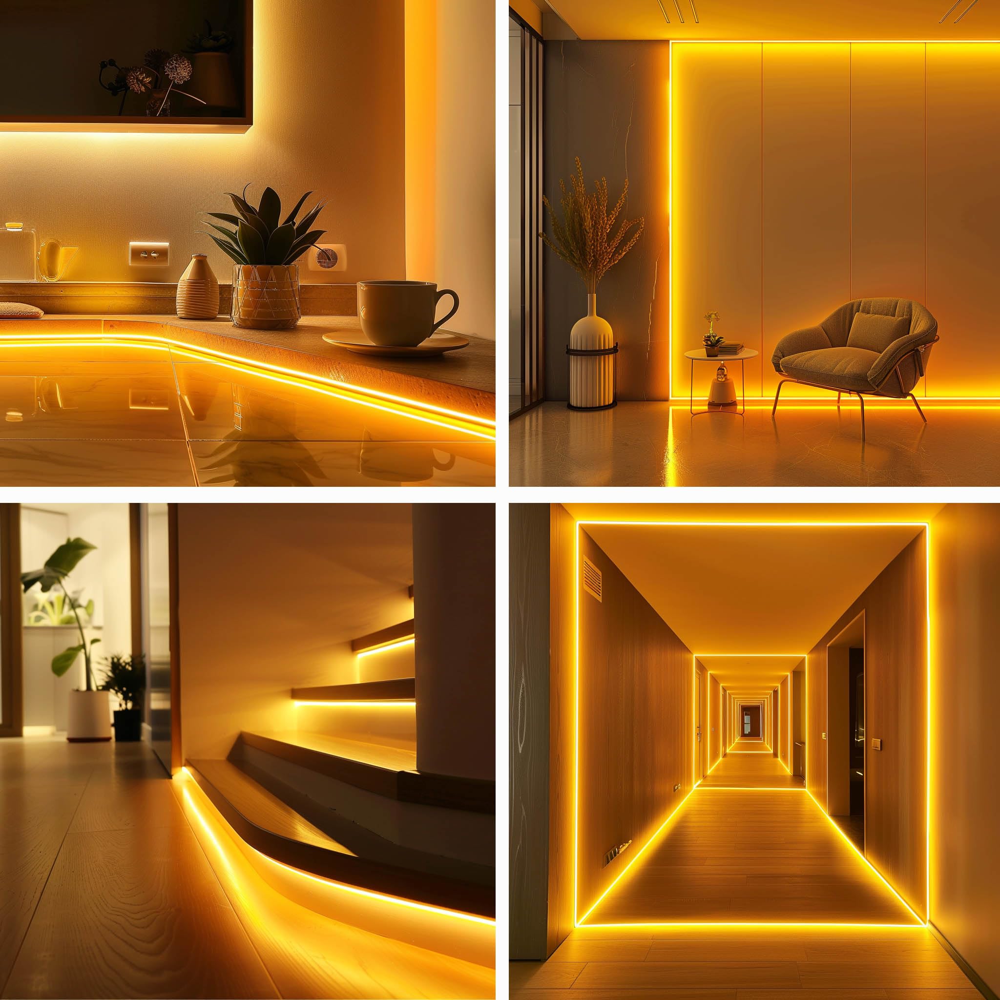 Topai 24V Thin 5Mm Gold Yellow Cob Led Strip 16.4Ft Narrow Led Tape Light Dotless 400Leds/M High Density Cuttable Flexible For Cabinet Home Diy Lighting Projects