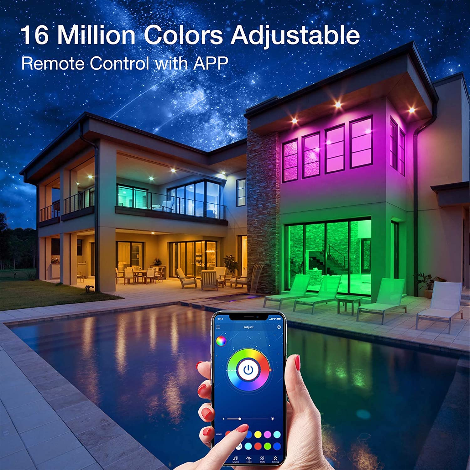 phopollo Bluetooth LED Strip Lights 200ft, 5050 Color Changing, Multicolor, App Control, Music Sync, Model P24RGBLSL0230