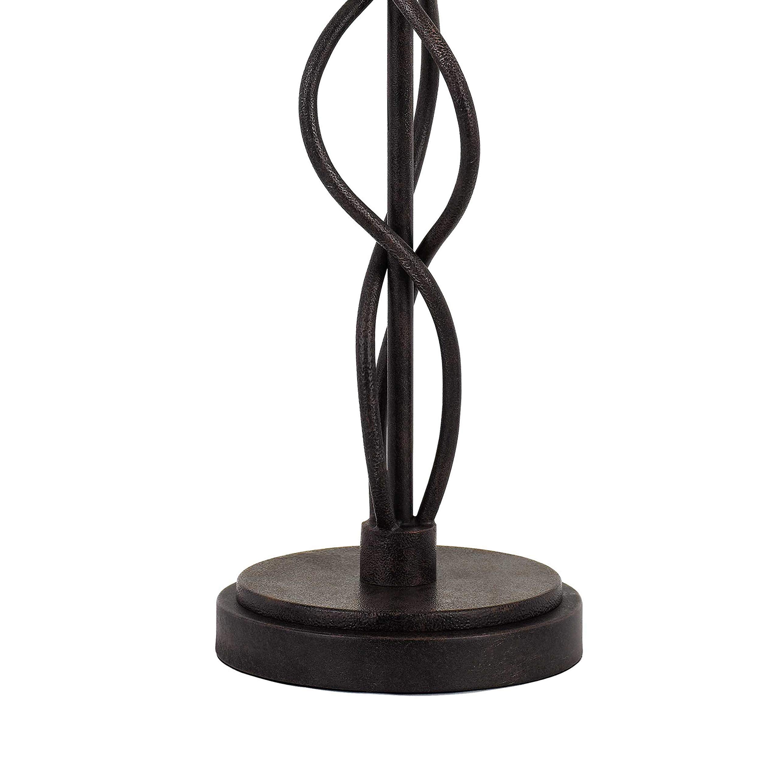 Benzara Round Table Lamp - Metal Spiral Base, Fabric Shade, White and Black, Model BM224685