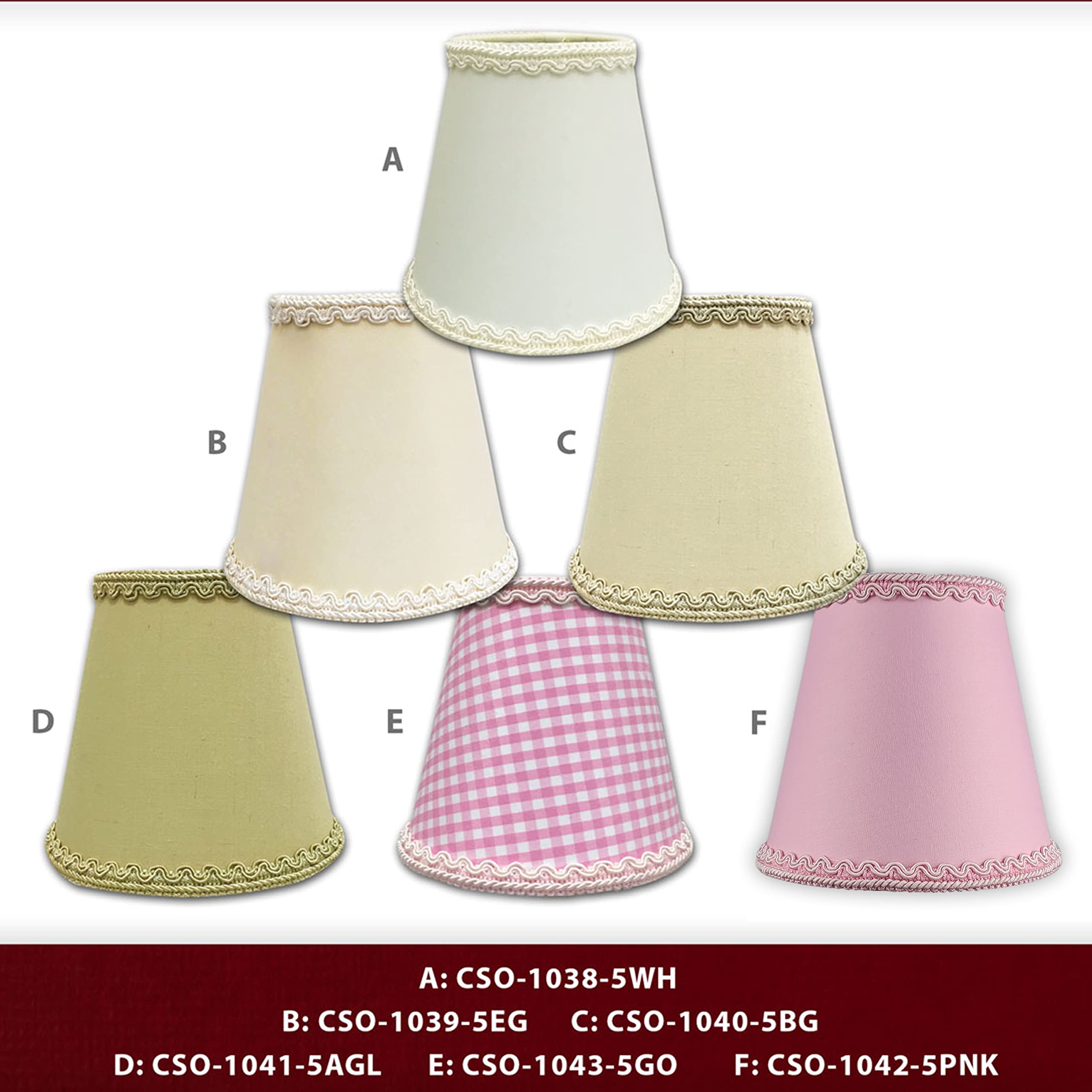 Royal Designs, Inc. Empire Chandelier Lamp Shade With Decorative Trim Flame Clip Fitter, Cso-1042-5Pnk, 3 X 5 X 4.5, Pink, 1 Pack