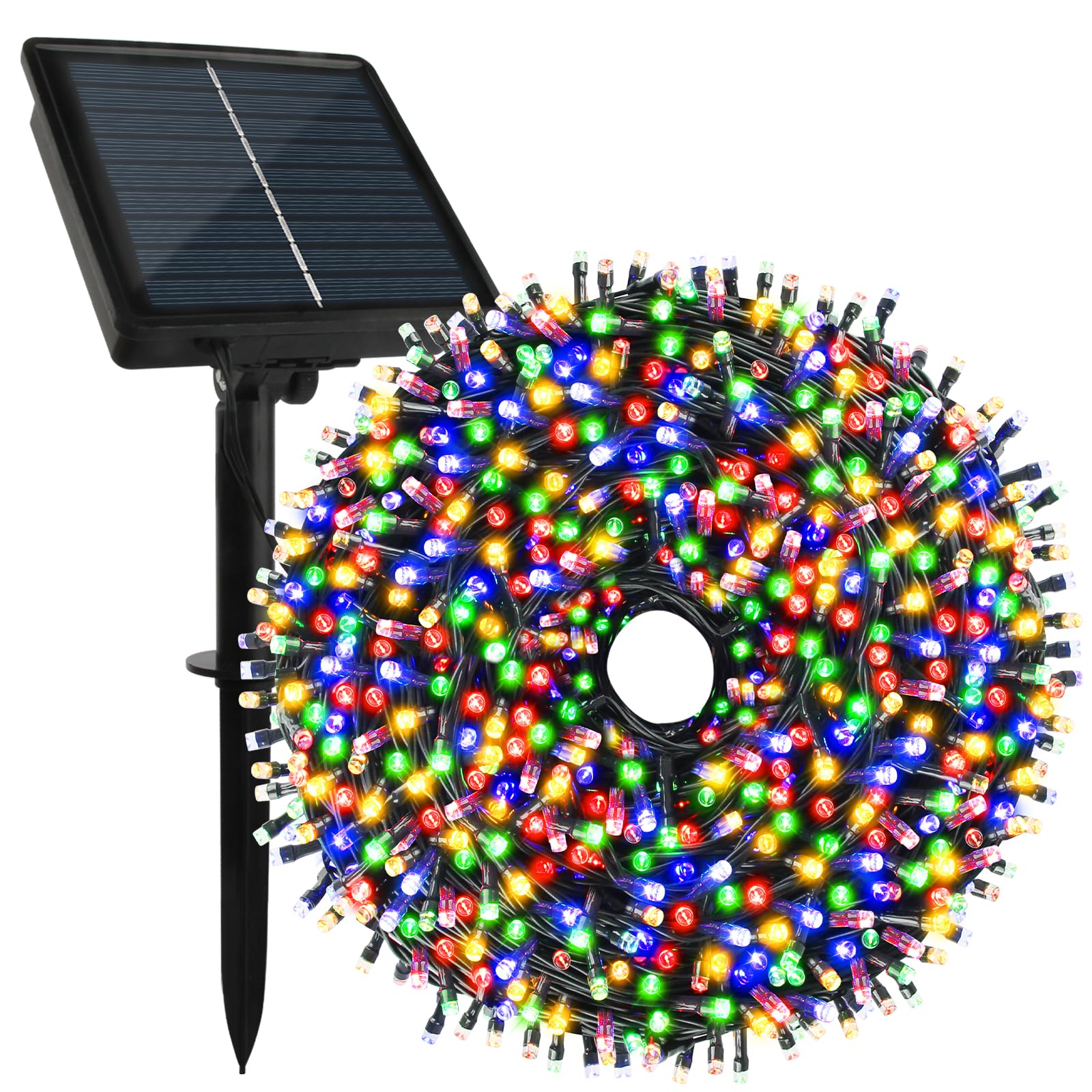 Tcamp 66Ft 200 Led Solar Christmas Lights Outdoor Waterproof  8 Modes Solar Powered Fairy String Lights For Christmas Tree Wedding Party Holiday Outdoor Indoor Decor (Multicolor)