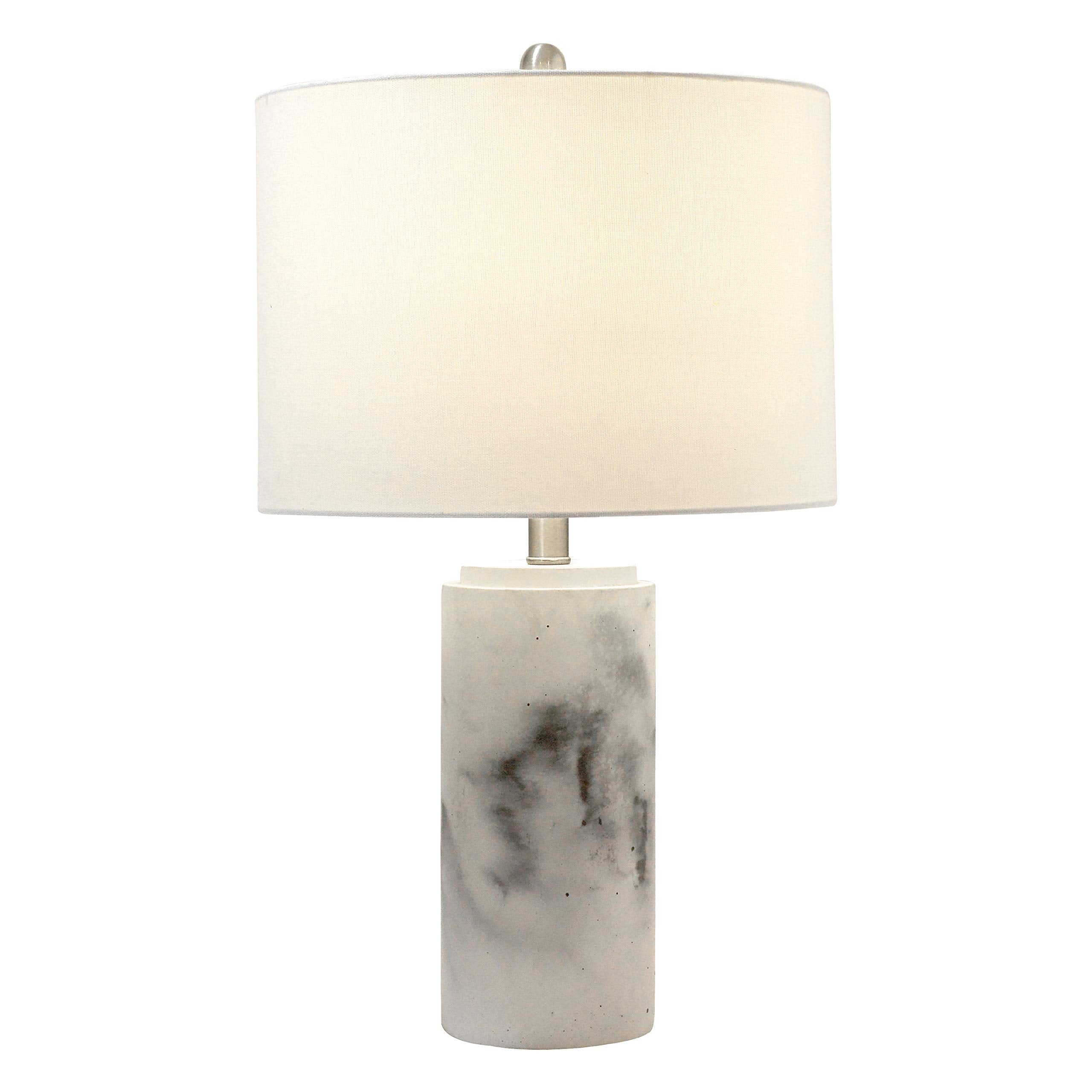 Elegant Designs LT3325-WHT Marble Table Lamp, Fabric Shade, White