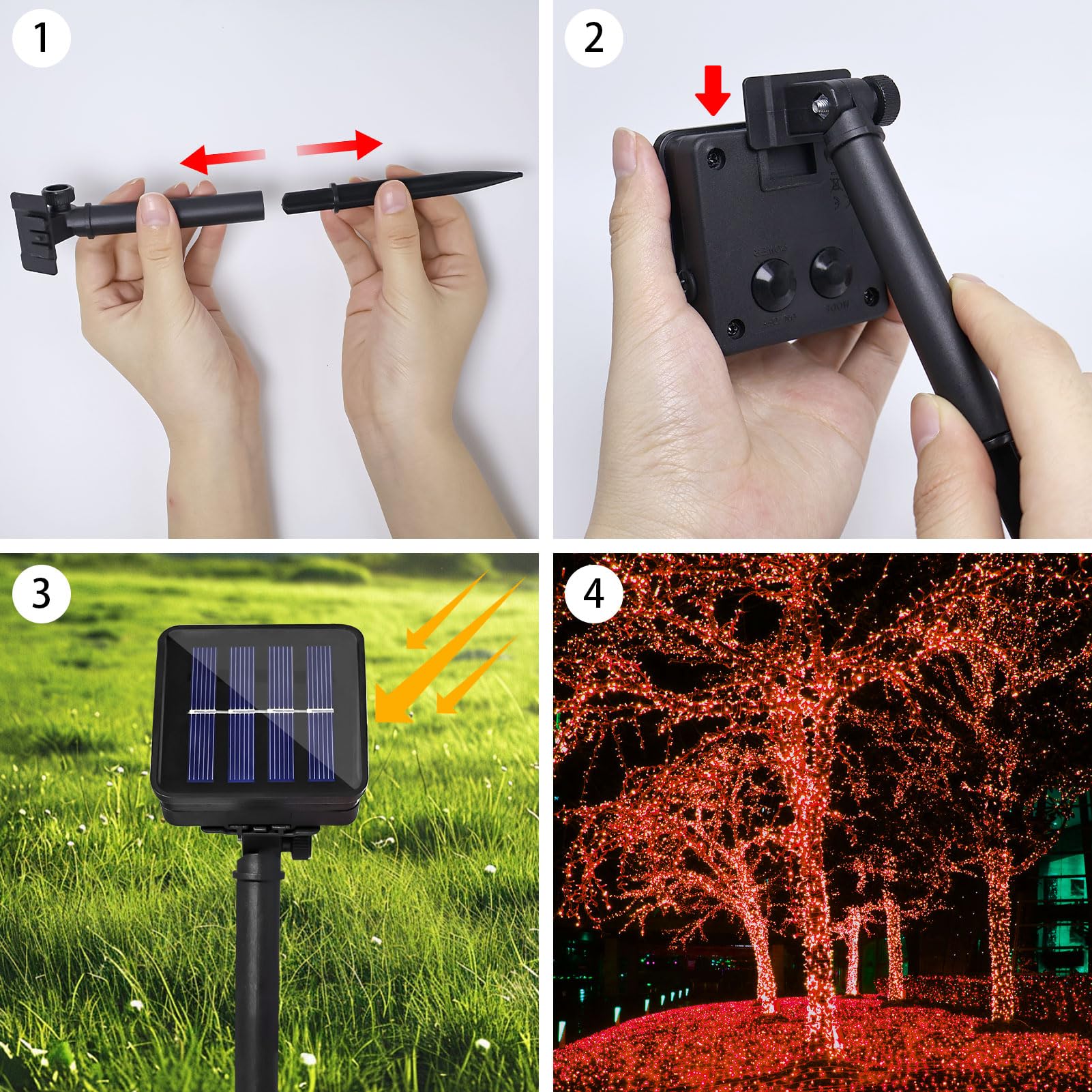 Daylightir Solar Powered String Lights, 200 Led 66Ft Red Fairy Lights For Outdoor Decor