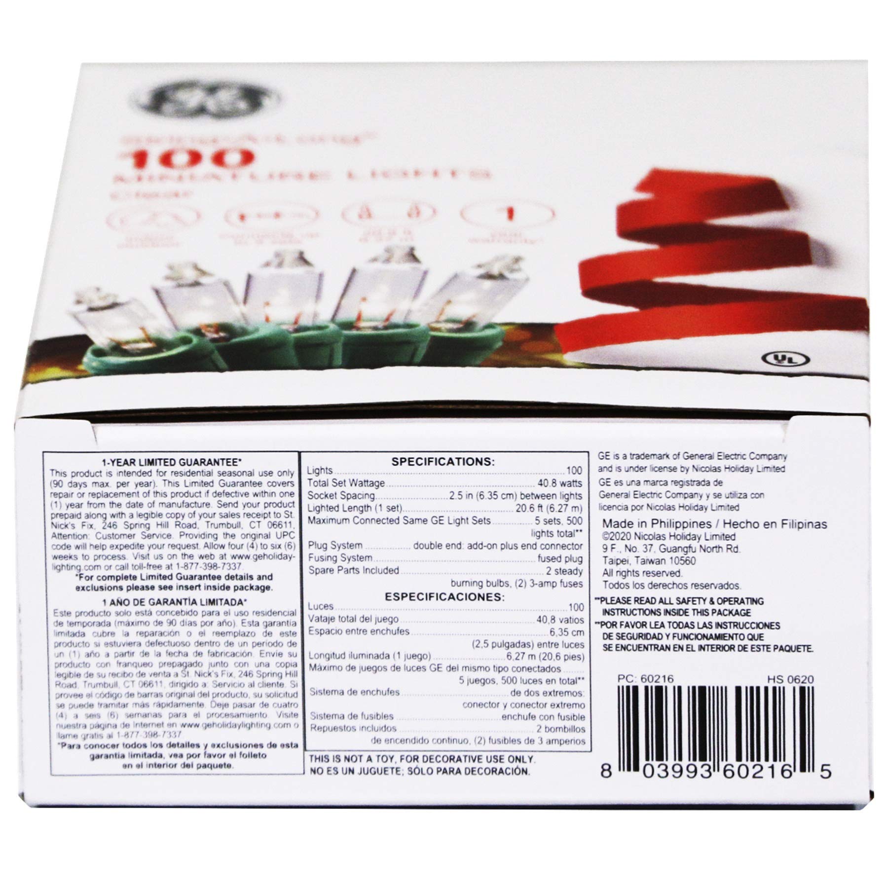 Ge String A Long 100 Count Indoor / Outdoor Mini Clear White Holiday / Party Lights Set On Green Wire (4 Pack)