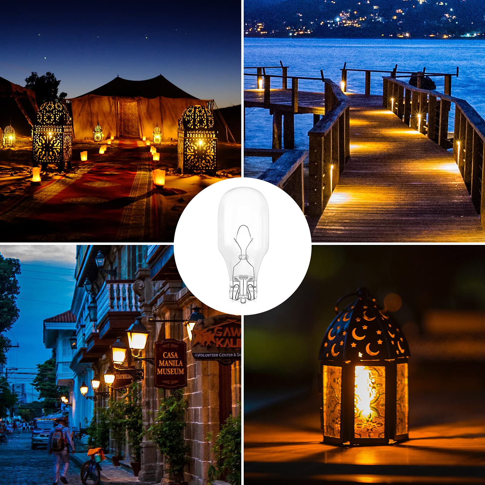 T5 Landscape Light Bulbs, Lustaled 12V 7 Watt T5 Landscape Bulb Low Voltage 12 Volt T5 T10 Wedge Base Malibu Bulb Warm White 270