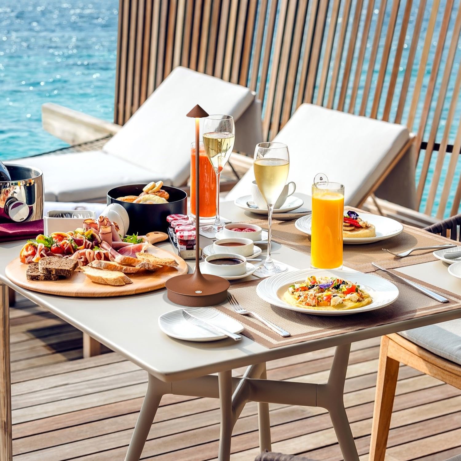 Cordless Table Lamp Rechargeable Led Battery Operated 4000Mah Table Lamp Touch Dimmable Lamp Outdoor Waterproof Portable Wireless Table Light For Dining Restaurant Bar Indoor/Outdoor Use(Brown-2Pc)