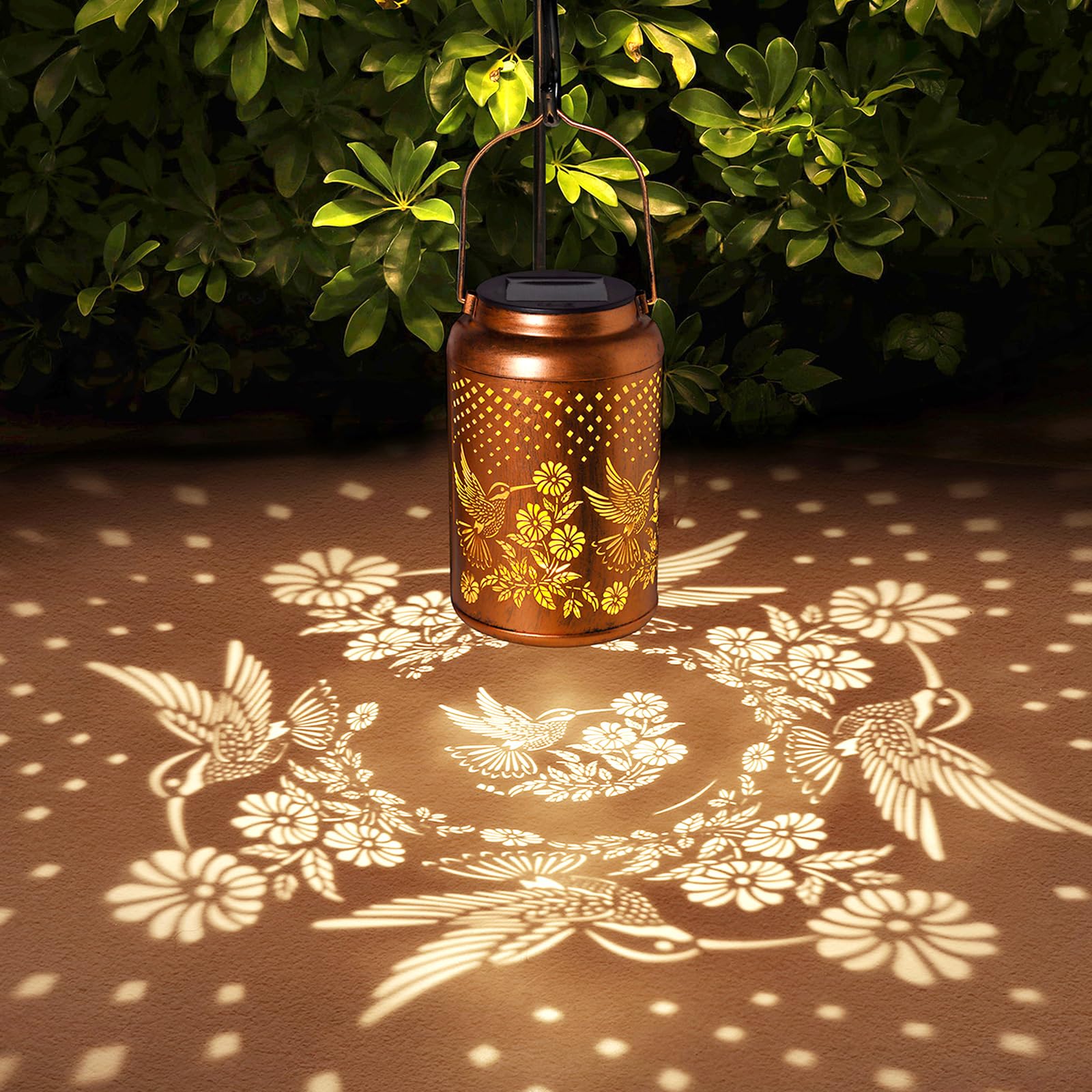 Hummingbird Solar Lantern Outdoor Waterproof Garden Decor Hanging Solar Lights Birthday Gifts For Women Mom Grandma Metal Garden Decorative Lights Outside For Yard, Patio, Lawn, Tabletop, Pathway