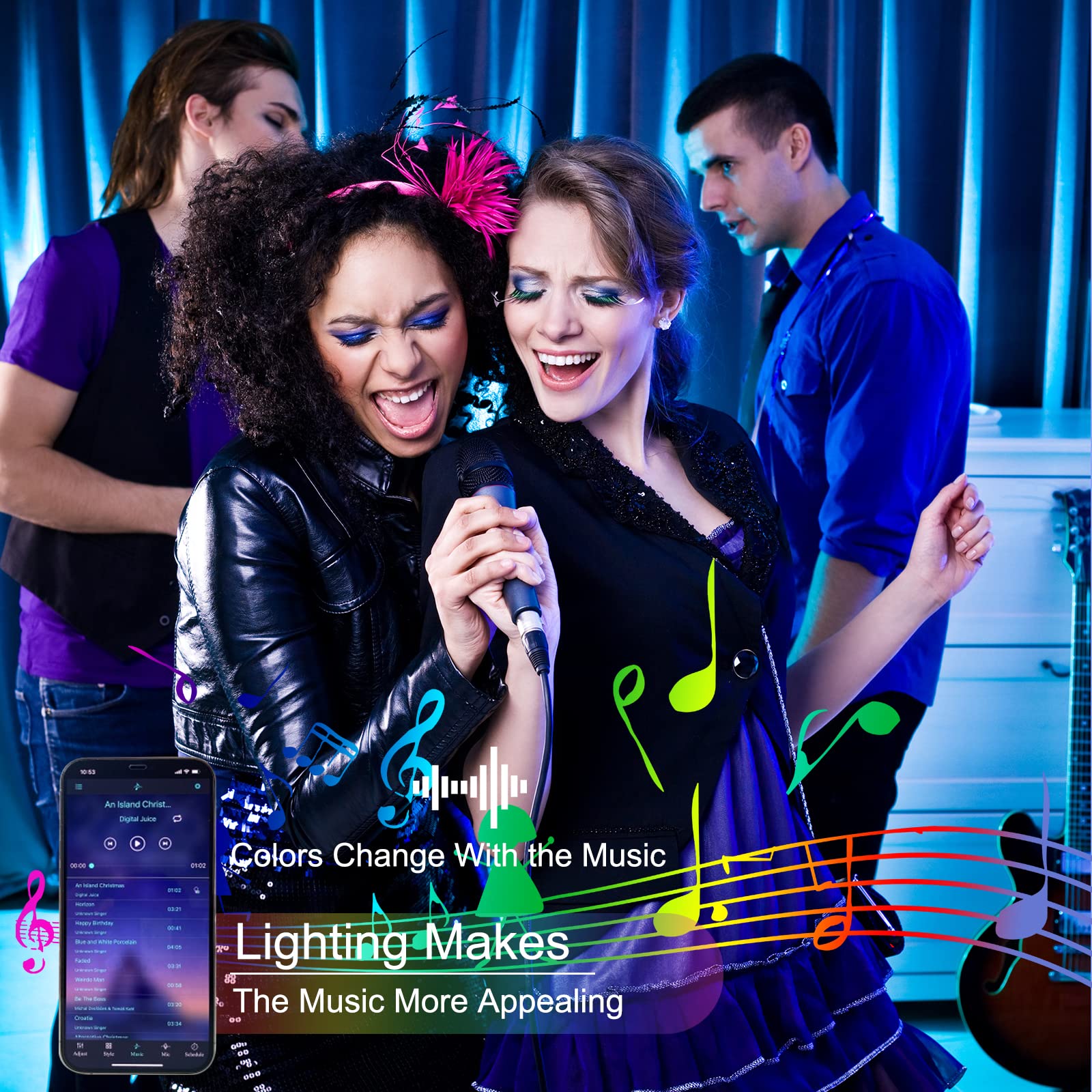 KENTA Led Strip Lights 35ft Smart Light Strips with App Control Remote, 5050 RGB Led Lights for Bedroom, Music Sync Color Changi