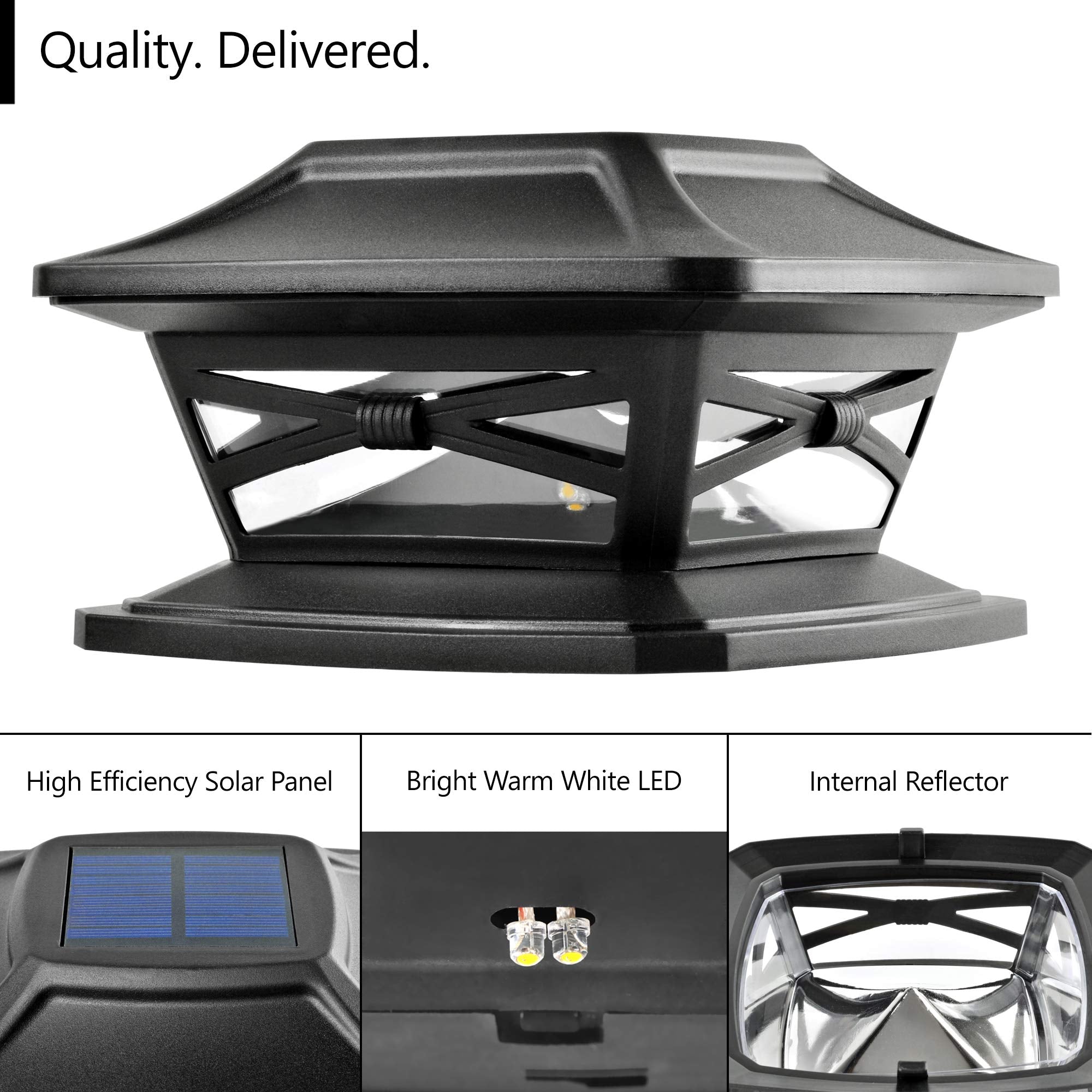 Davinci Lighting Flexfit Solar Post Cap Lights - Bright LED, Slate Black, 1 Pack - Fits 4x4, 5x5, 6x6 Wooden Posts, Model DL104