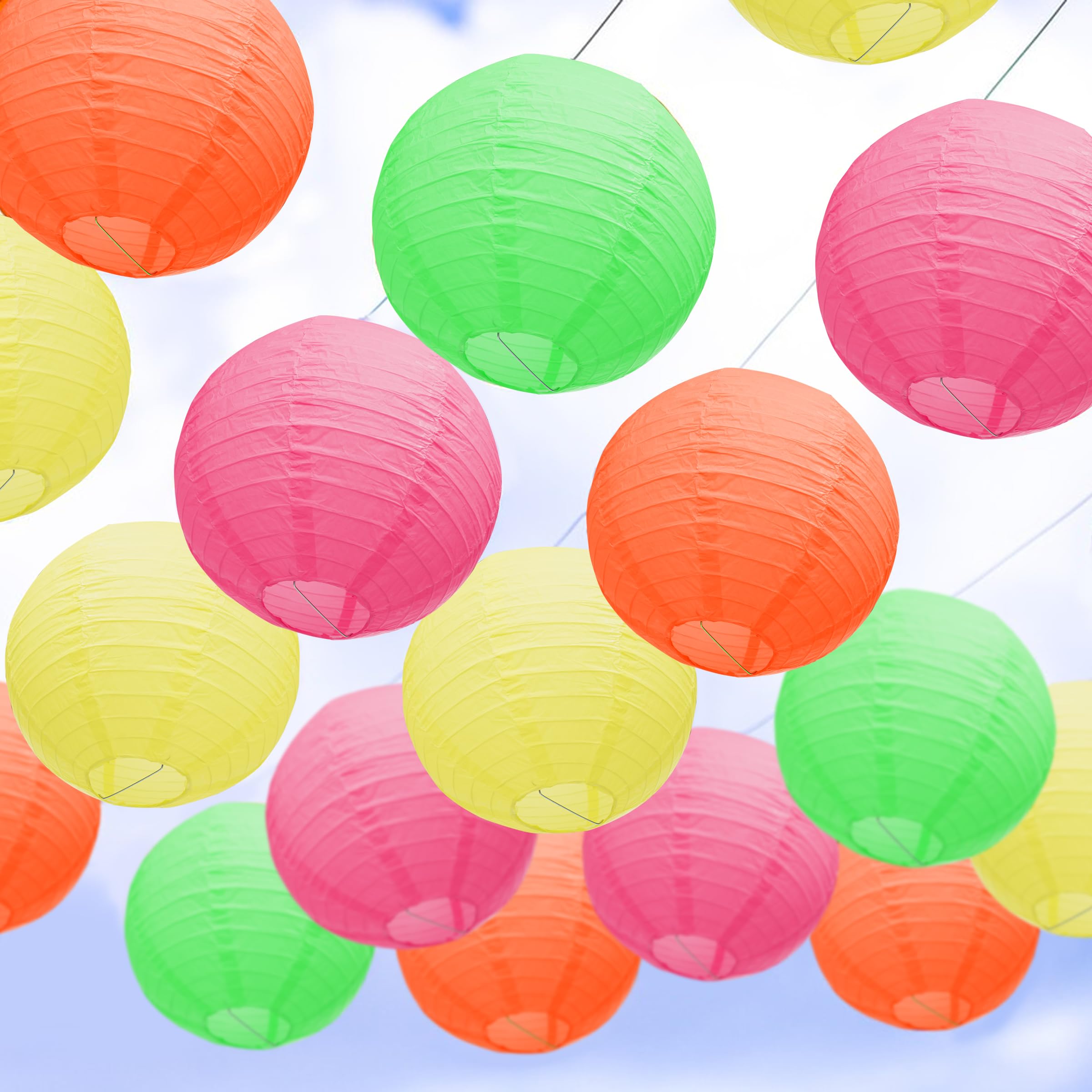 12 Pcs Neon Party Decorations Tropical Party Decorations Colorful Paper Lanterns 10 In Decorations For Wedding Home Supplies (Ne