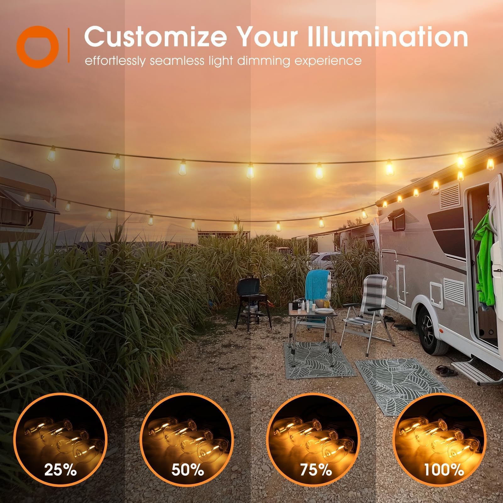 Addlon 50Ft Led Outdoor String Lights Waterproof Patio Lights With 27 Shatterproof St38 Replaceable Bulbs(2 Spare), Dimmable Out