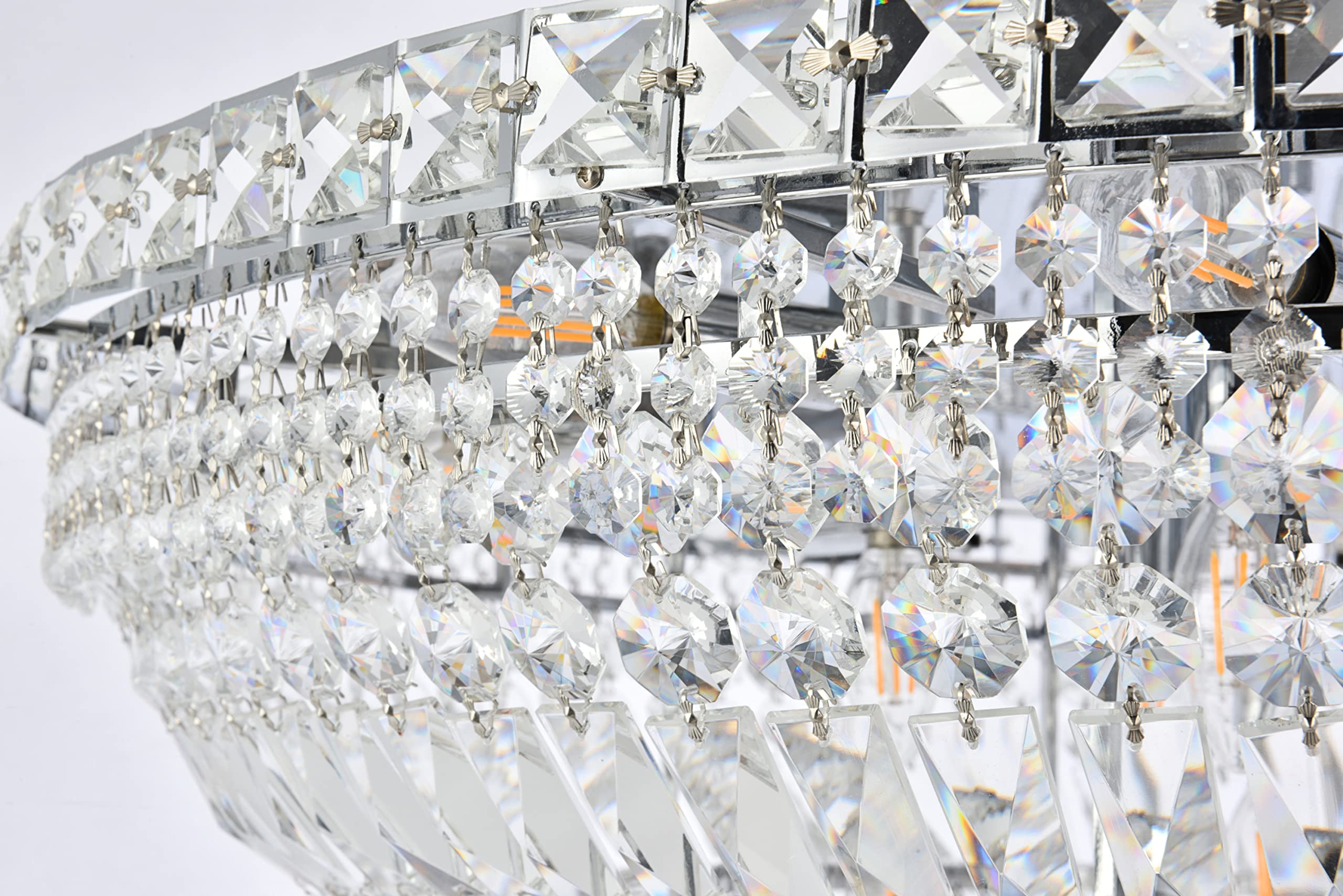 Elegant Lighting Tranquil - Twenty-One Light Flush Mount-Chrome Finish-Royal Cut Crystal Type