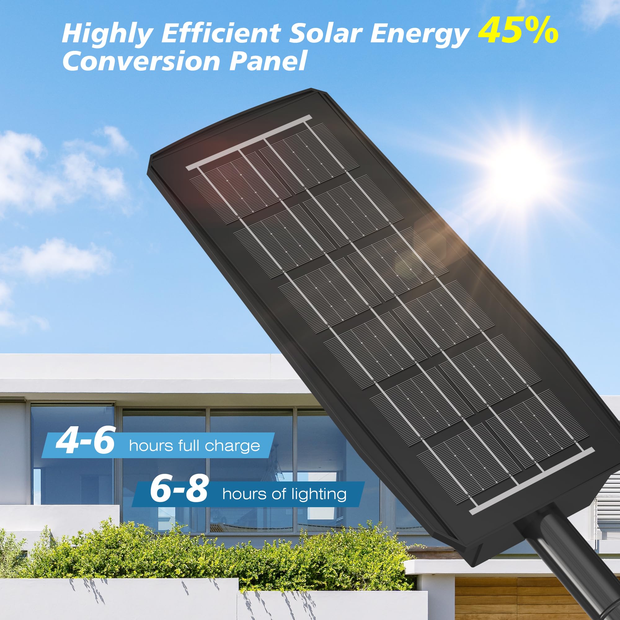 Okpro Solar Lights Outdoor Waterproof - 320? Wide Angle Solar Street Lights Outdoor Ip66 Waterproof, 6500K Dusk To Dawn Solar Fl