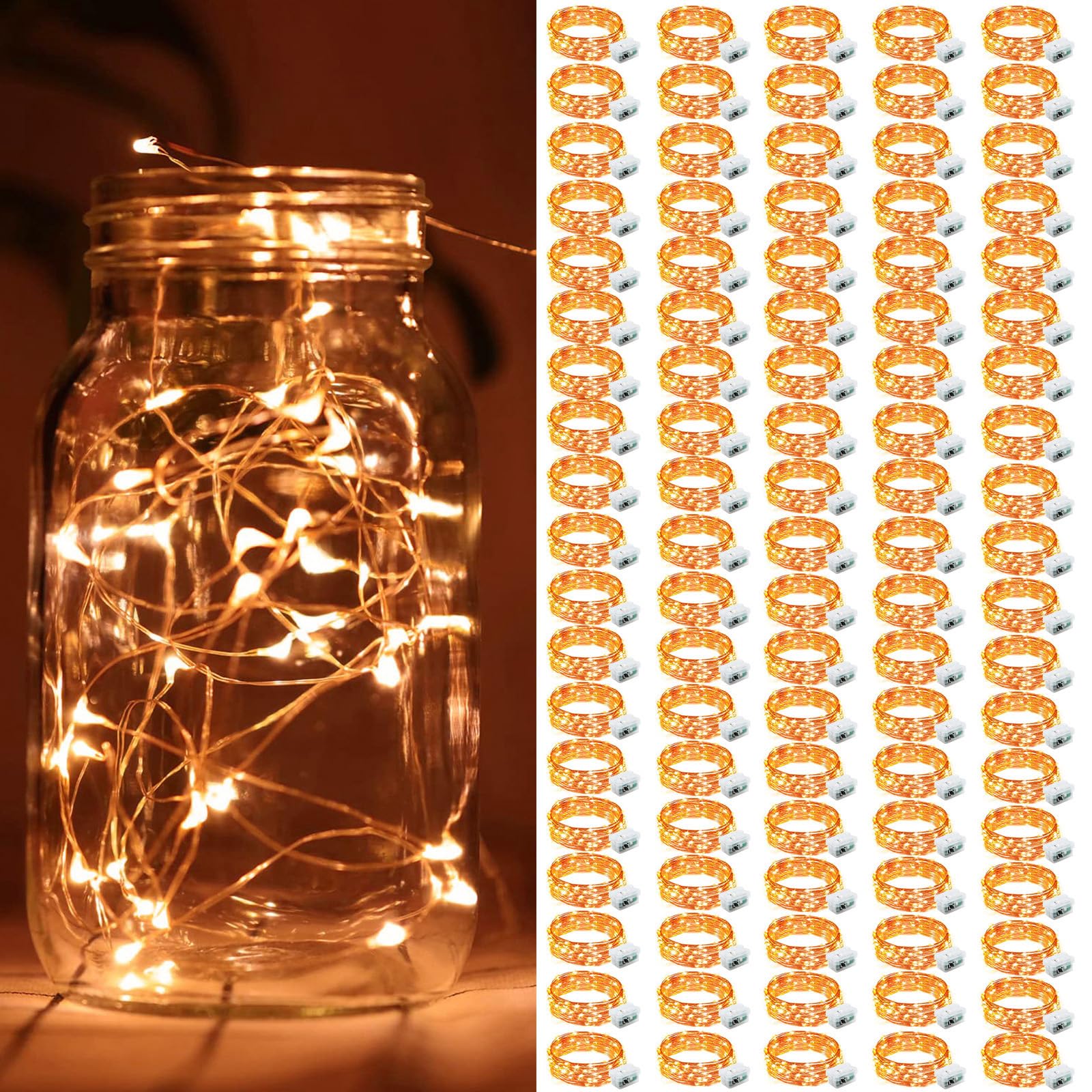 ZGWJ 100 Pack Fairy Lights Battery Operated  7ft 20 Mini LED Fairy String Lights Silver Wire 3 Modes for DIY  Parties  Wedding  Bedroom  Halloween Christmas Decoration Orange