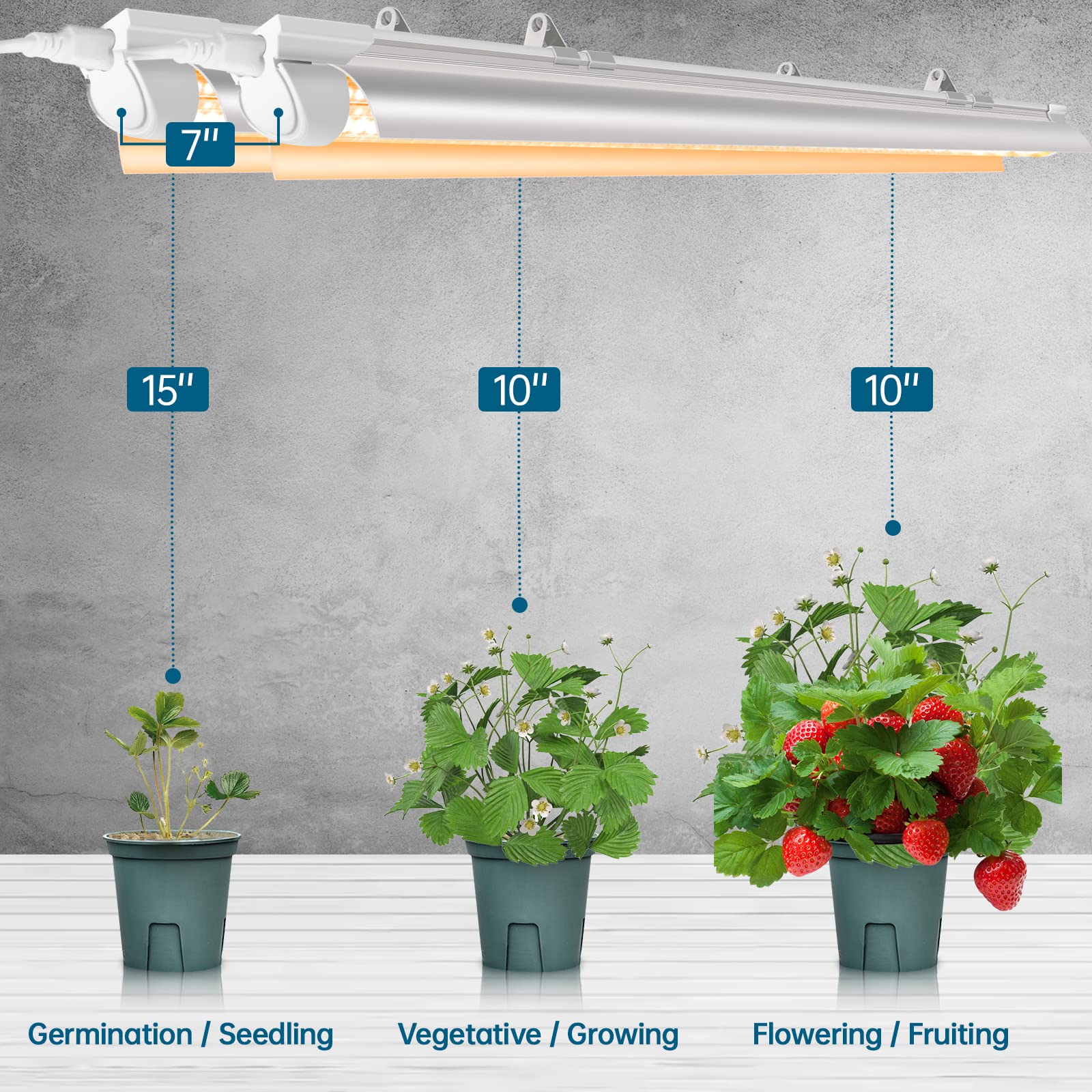 Barrina Grow Light Bulb, Full Spectrum LED T8 Strips, 96W (4 x 24W), 2FT, Yellow, Model INWT80240665Hc,