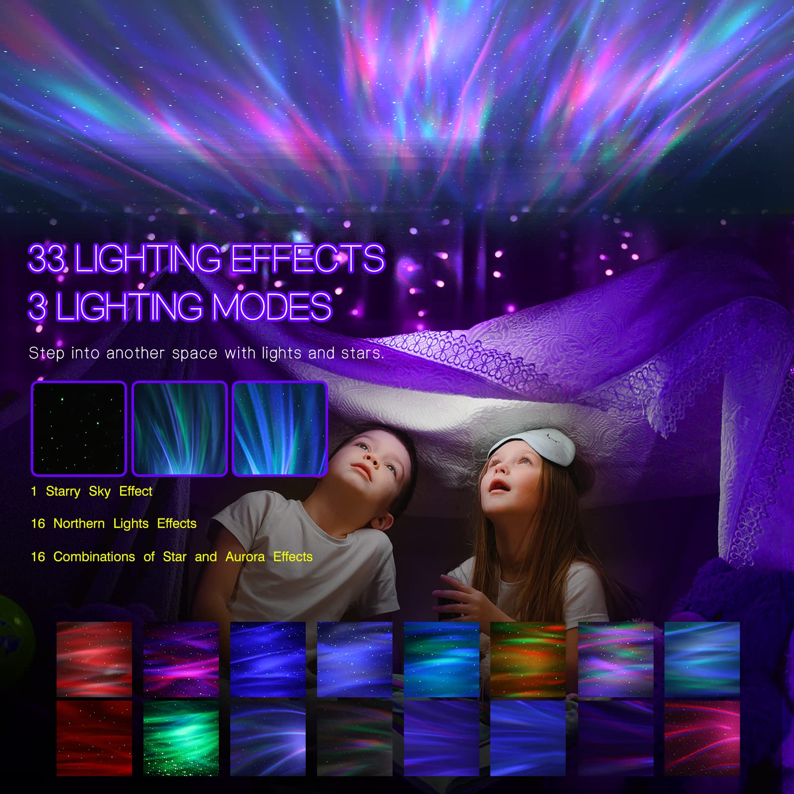 Northern Galaxy Light Aurora Projector With 33 Light Effects, Night Lights Led Star Projector For Bedroom Nebula Lamp, Remote Co