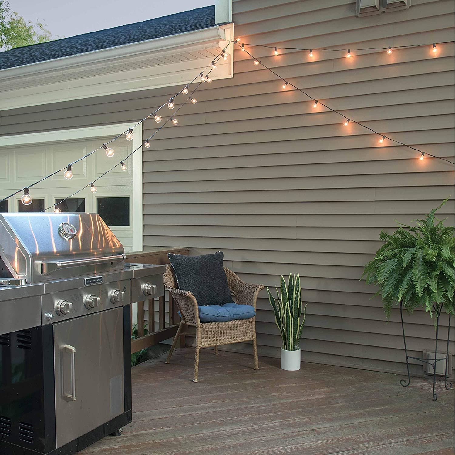 Beams 1W G40 Globe Bulb Led Weatherproof Indoor/Outdoor String Lights, 25 Ft, Black