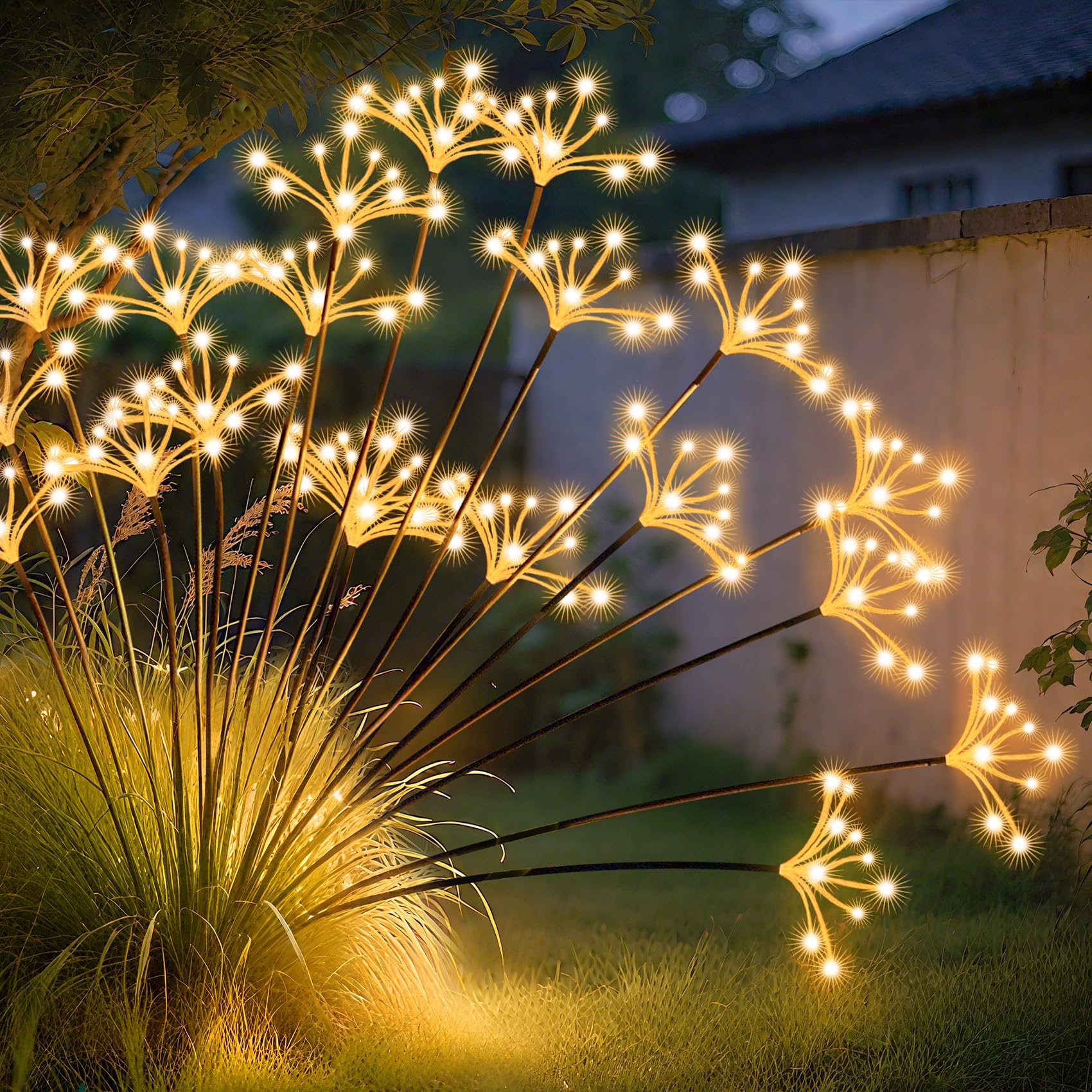JJGoo Solar Garden Lights, New Upgraded 6 Pack Solar Swaying Starburst Light, Waterproof Fireworks Outdoor Lights, Yard Patio Pa