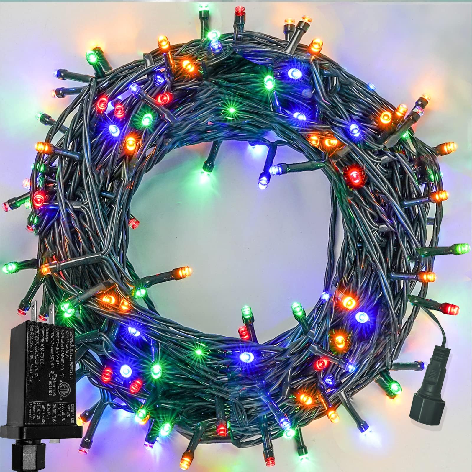 Upgraded 165Ft 500 Led Multicolor Christmas String Lights Indoor & Outdoor, Memory Function & Timer & 8 Modes, Green Wire Waterp
